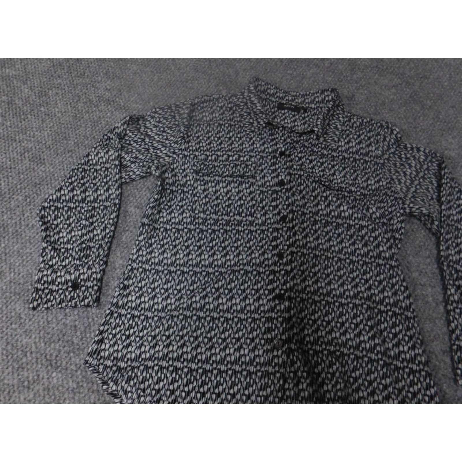 Apt. 9 Apt 9 Blouse Womens PM Petites Black Button Down Long Sleeve Collared Cotton Polyester Rayon Stretch Size M / US 6-8 / IT 42-44 - 2 Thumbnail