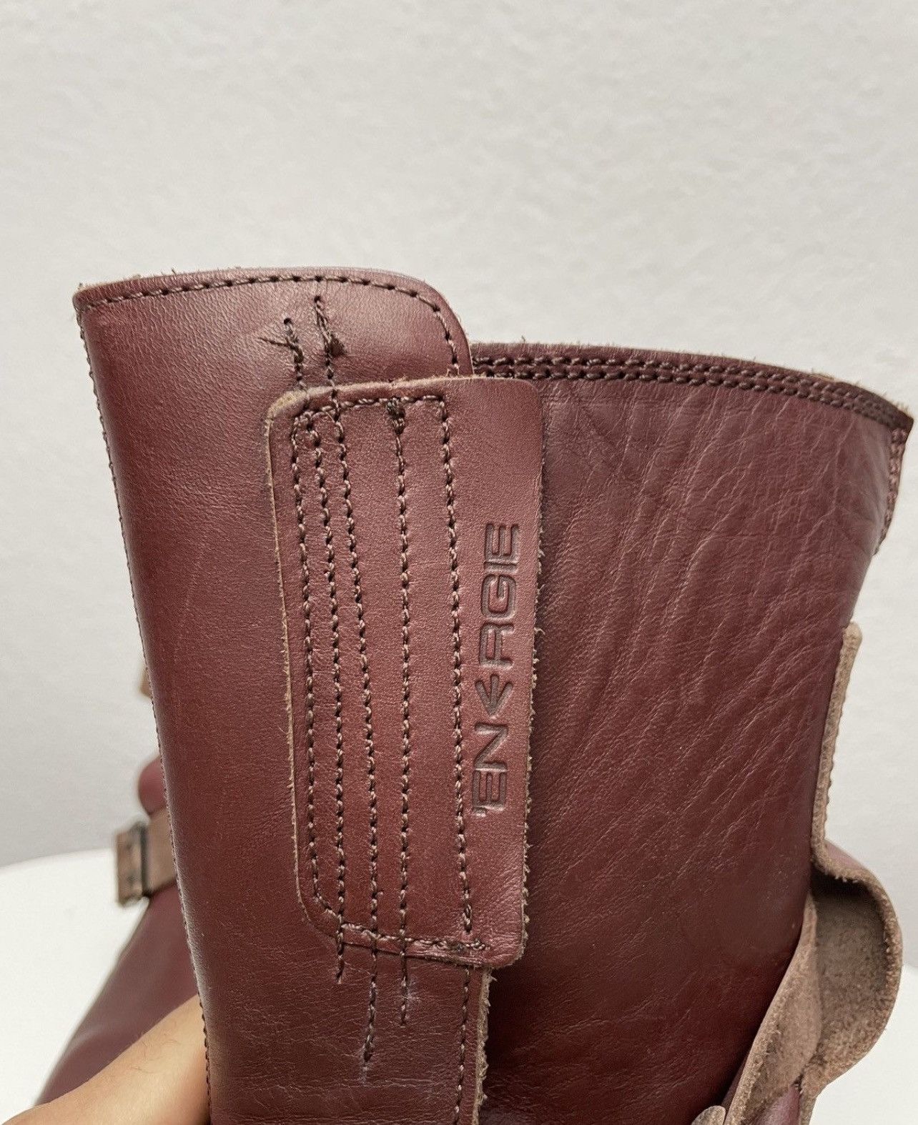 If Six Was Nine Vintage Rick Owens Vibe Burgundy Leather Moto Biker Boots Size US 9 / EU 42 - 12 Thumbnail