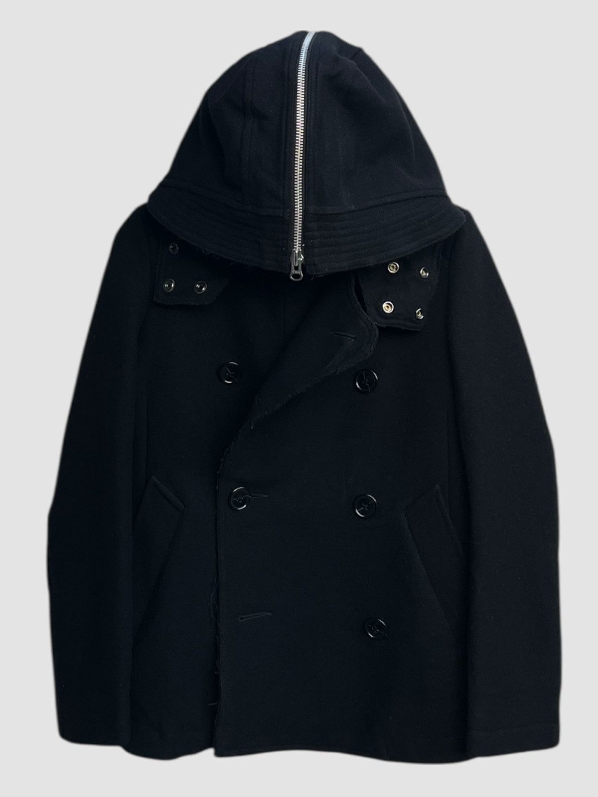 Zucca Zucca Double Breasted Wool Blend Hooded Jacket Size S / US 4 / IT 40 - 1 Thumbnail