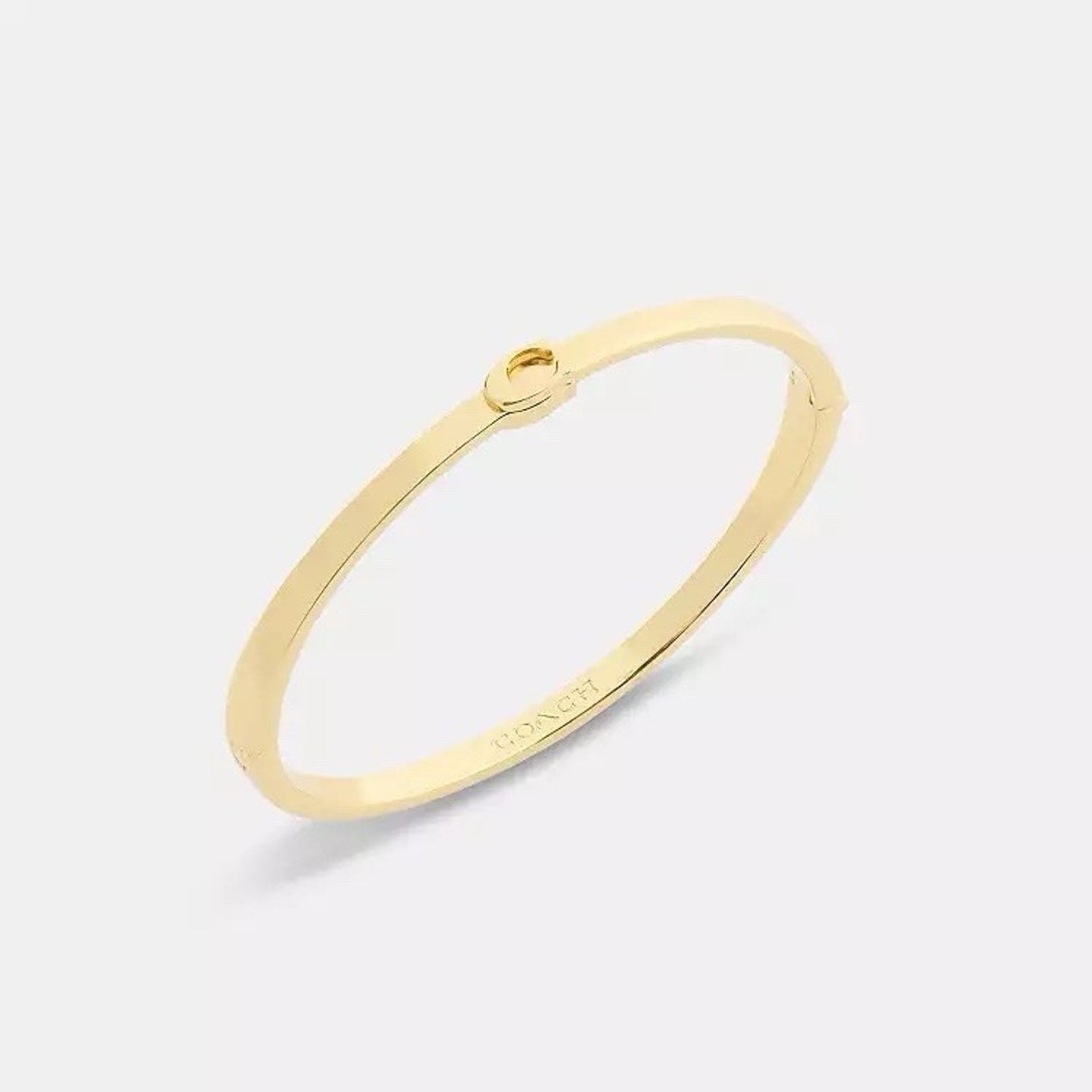 Coach NWT Coach Thin Signature Hinged Bangle CCV03 Gold Color Size ONE SIZE - 7 Thumbnail