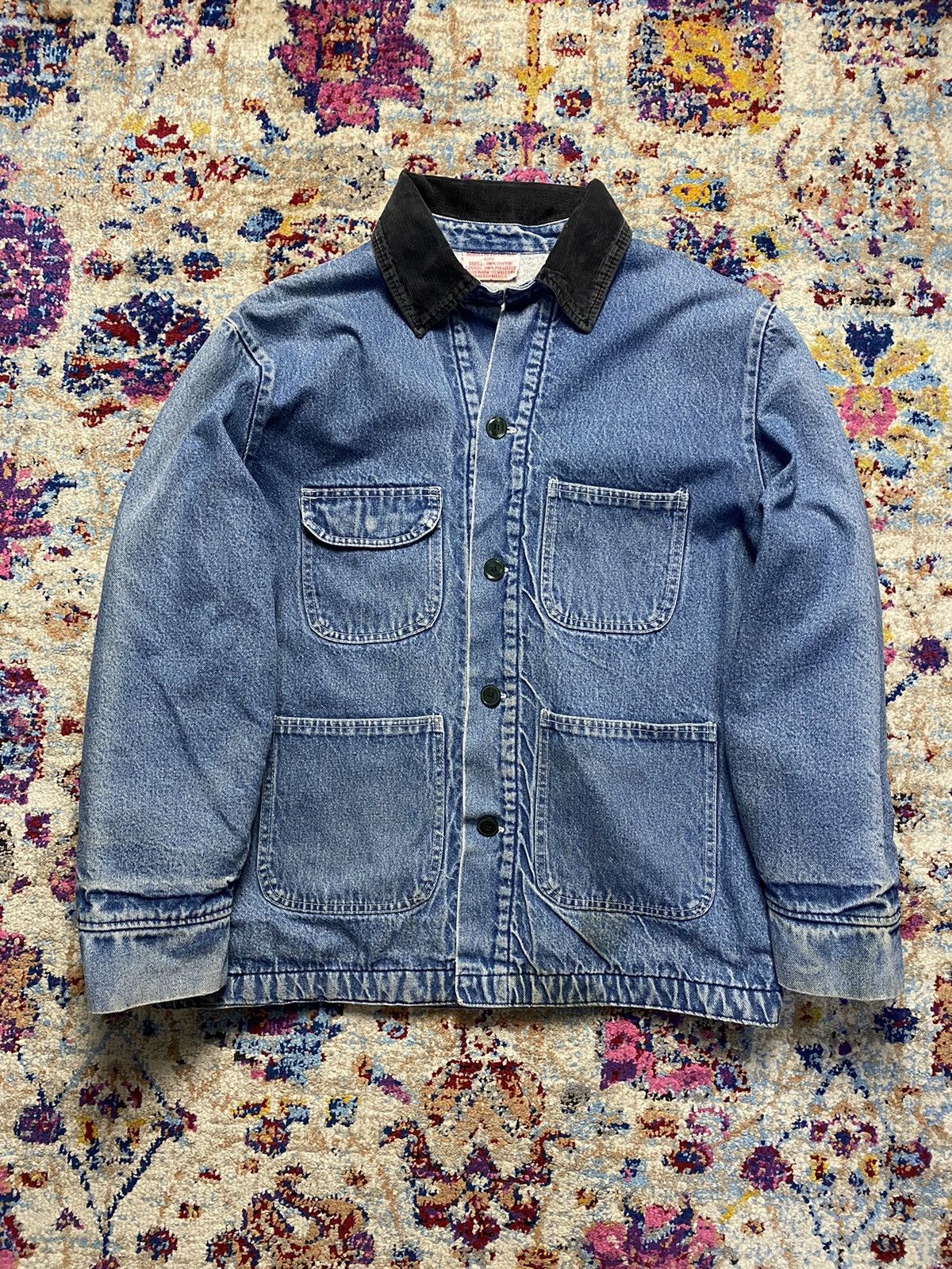 Barker × Vintage Bob Barker Co Inc 90s Denim Blanket Lined Chore Coat Size US L / EU 52-54 / 3 - 1 Thumbnail