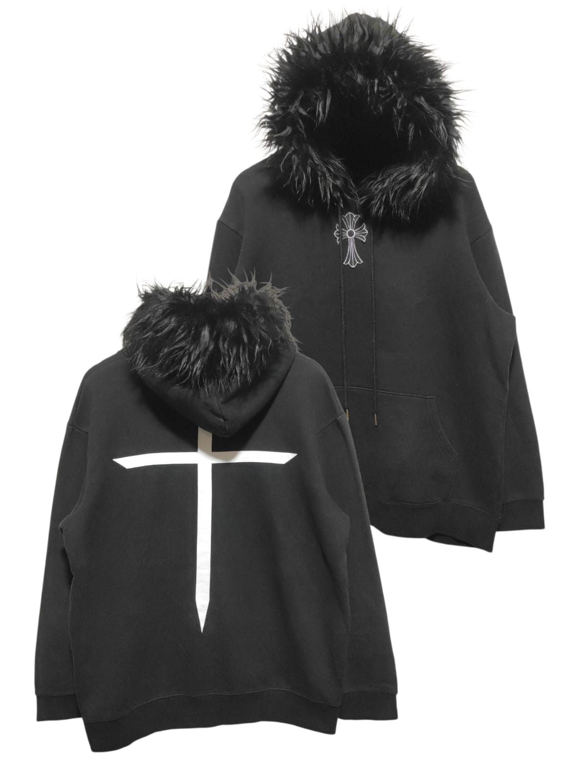 14th Addiction Black Cross Fur Hoodie LGB IfSixWasNine style Size US M / EU 48-50 / 2 - 1 Thumbnail
