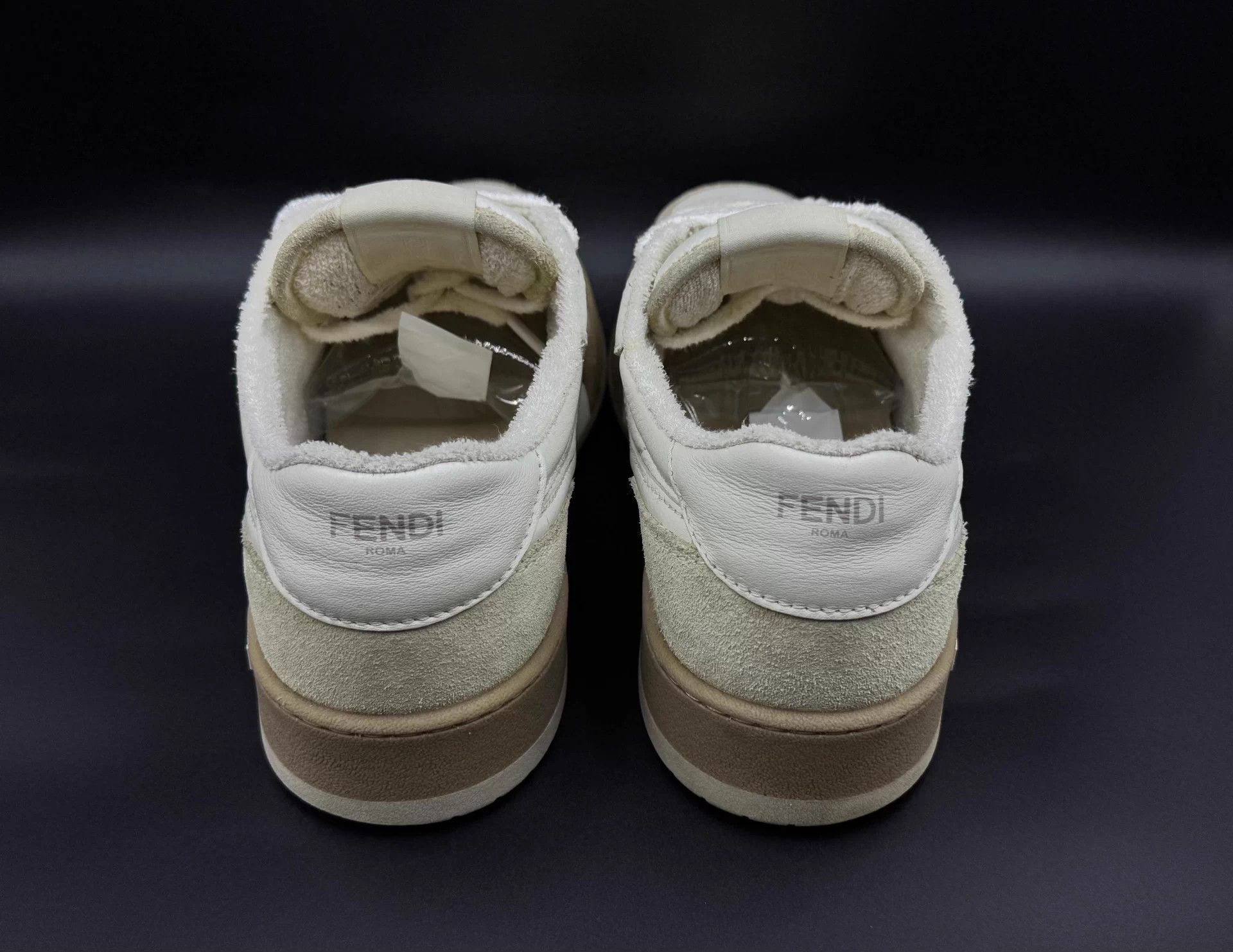 Fendi FENDI leather embossed lace-up low-top white men's sneakers Size US 8.5 / EU 41-42 - 5 Thumbnail