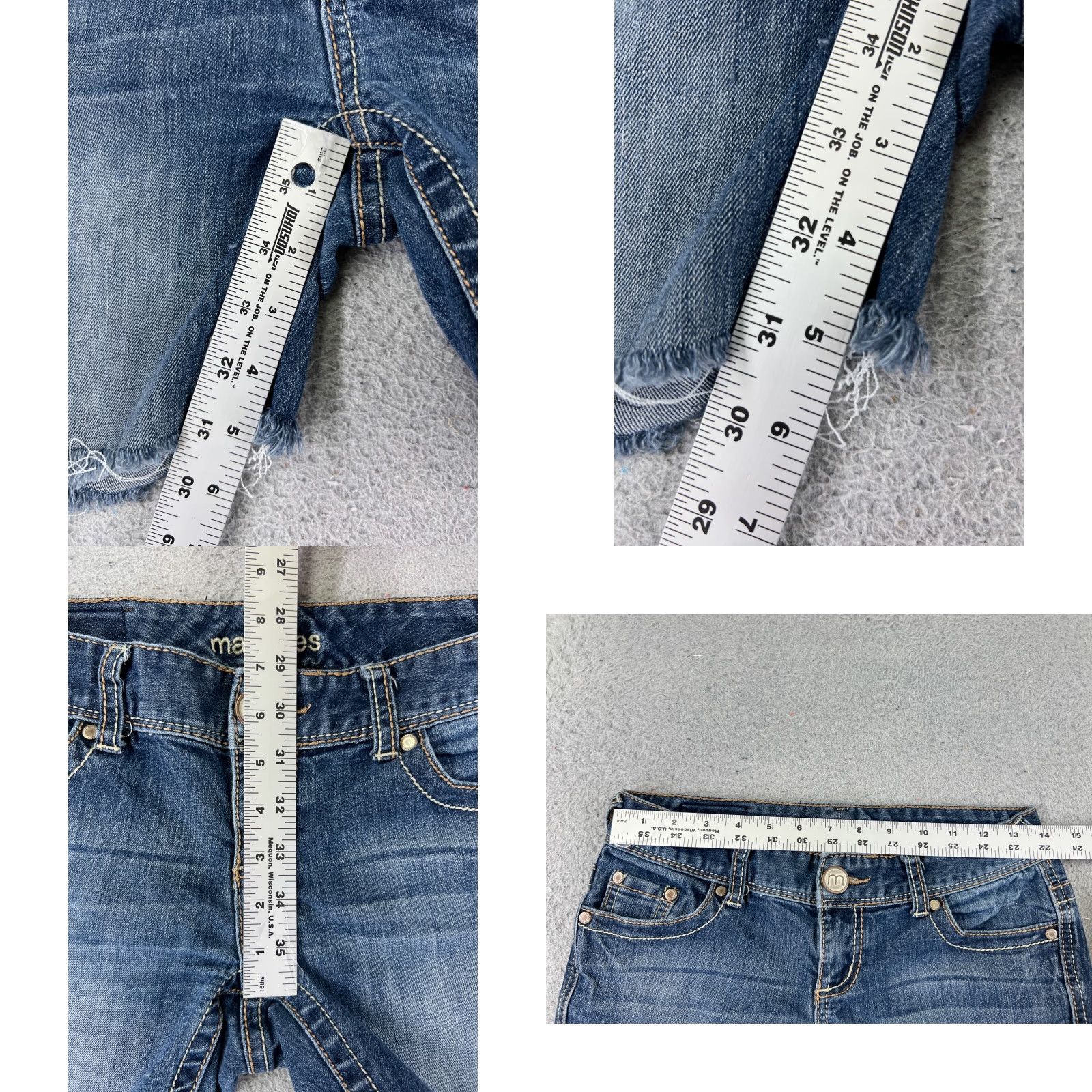 Vintage Maurices Shorts Womens Denim Blue 1 Low Rise 27x5 Cut-Off 5-Pocket Stretch Cotton Blend Gift-ready Casual Beach Dance Size 25" / US 0 / IT 36 - 8 Thumbnail