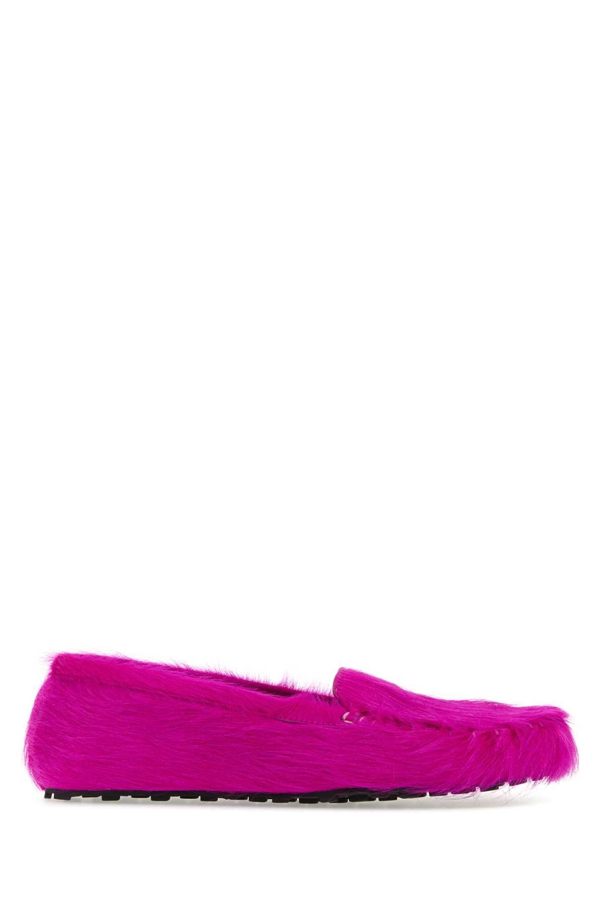 image of Marni Fuchsia Calf Hair Loafers in Pink, Men's (Size 9)