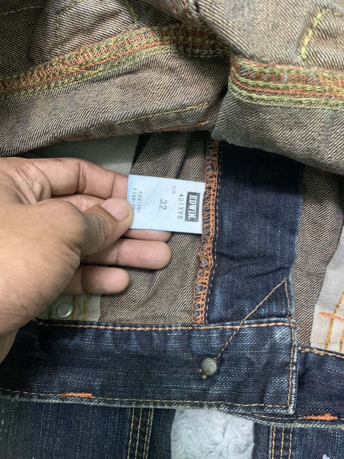 Edwin × Japanese Brand × Vintage RARE EDWIN XV-S BUCKLE BACK DISTRESSED DENIM RARE DESIGN Size US 34 / EU 50 - 7 Thumbnail