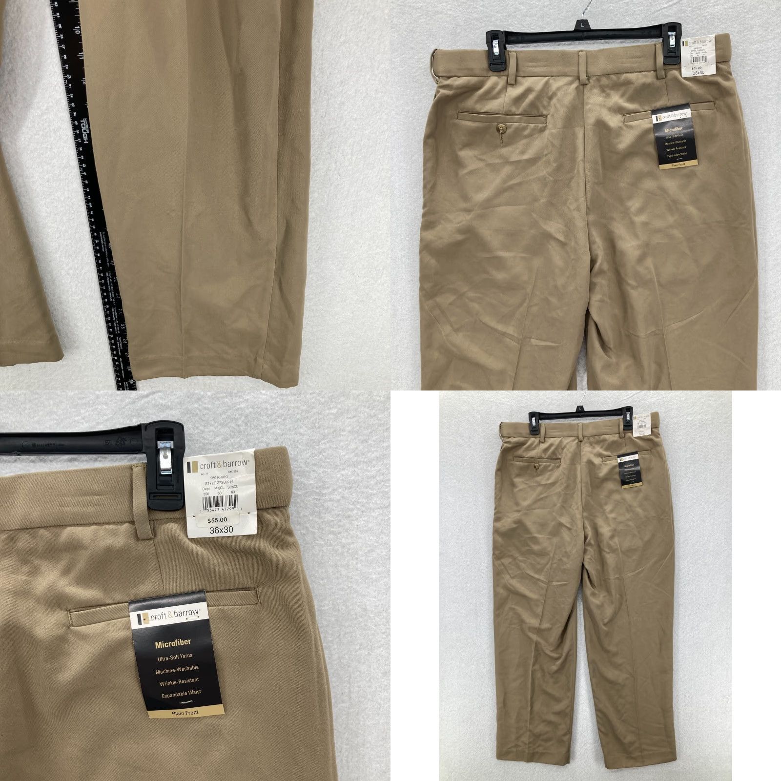 Croft & Barrow Croft & Barrow Mens 36x30 Brown Microfiber Wrinkle Resistant Pants Flat Front Casual Chino Straight Pockets Easy Care Mens Reg Size US 36 / EU 52 - 8 Thumbnail