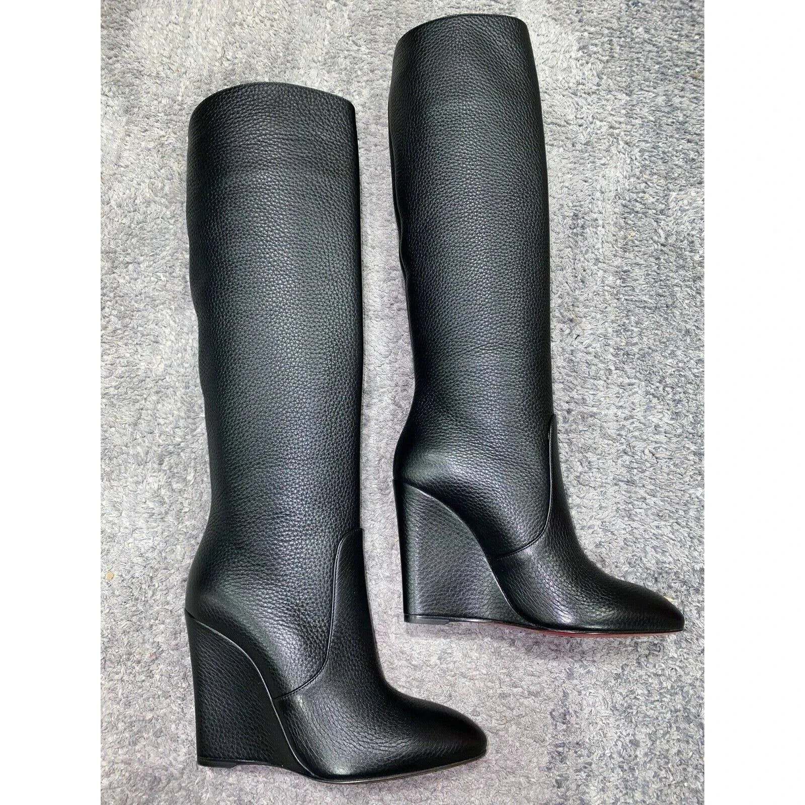 Christian Louboutin Christian Louboutin Civiliza Black Calf Leather Knee High Size US 7 / IT 37 - 2 Thumbnail
