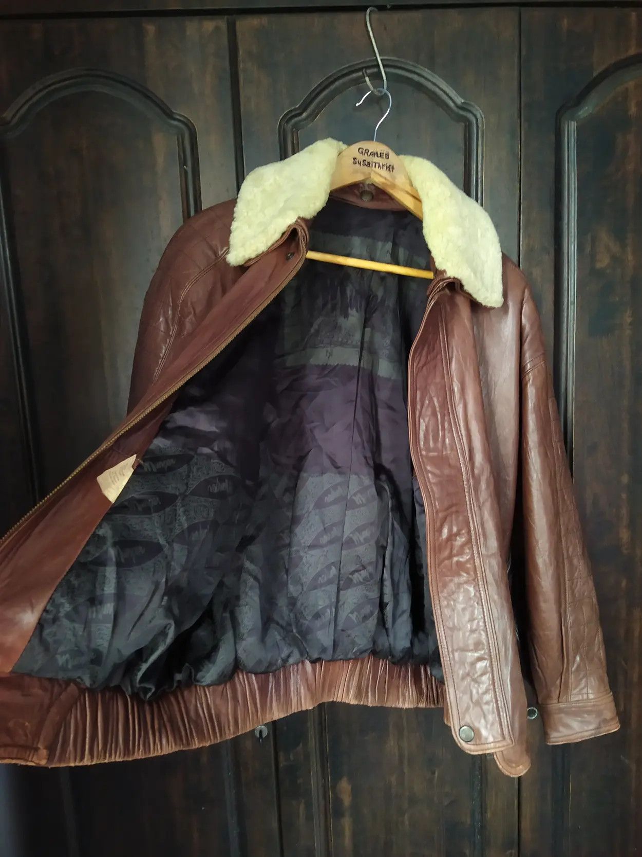 Vintage Vintage Munper Spain Shearling Collar Leather Bomber Jacket Size US XL / EU 56 / 4 - 4 Thumbnail