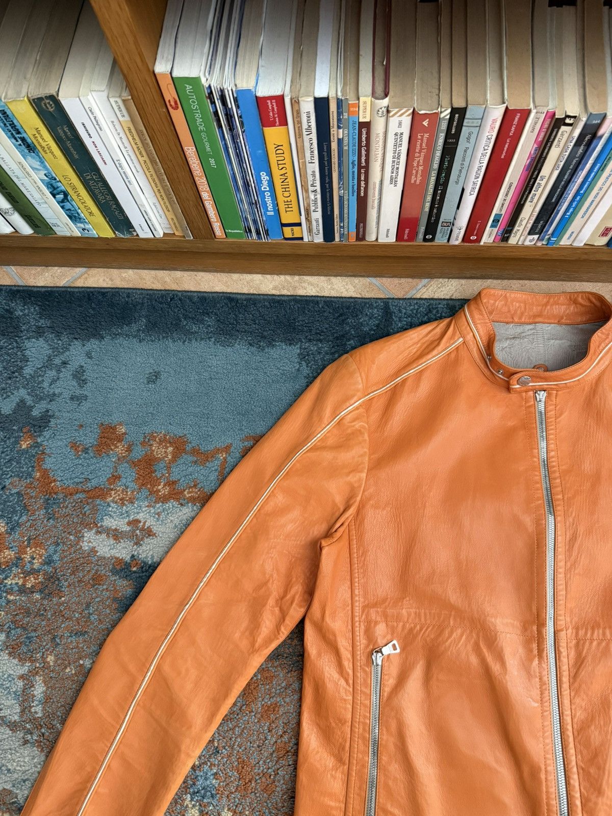 Prada Prada AW2000 Vintage Orange Y2k Biker Leather Jacket Size US M / EU 48-50 / 2 - 3 Thumbnail