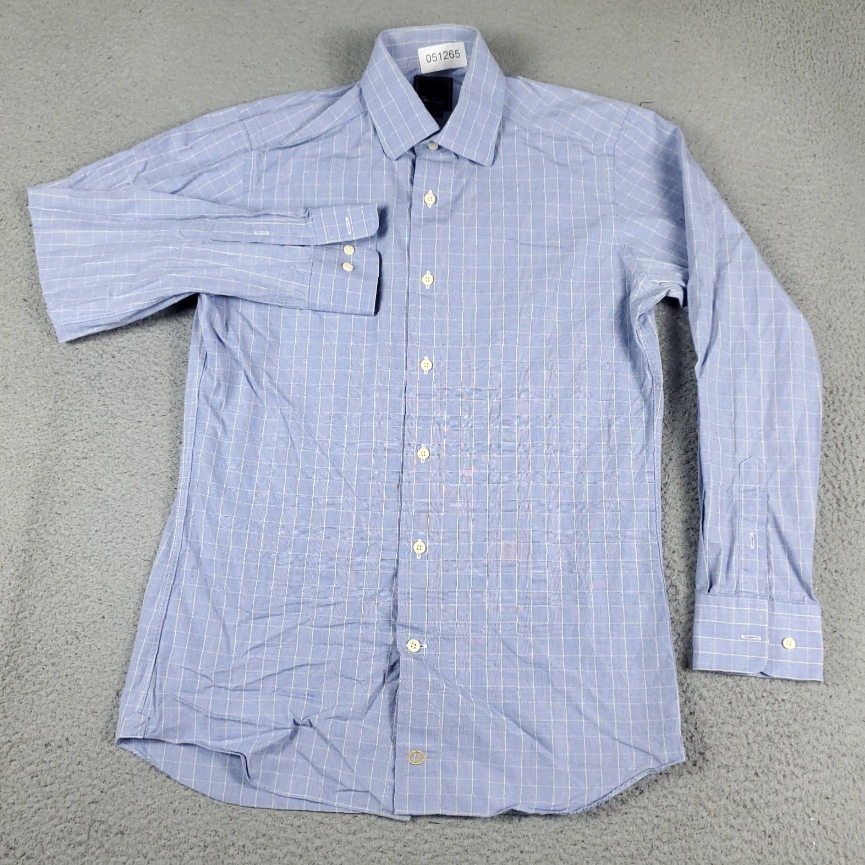 David Donahue David Donahue Shirt Men 15 Blue Plaid Dress Long Sleeve Non-Iron Button Up Vintage: No Size 40R - 2 Thumbnail
