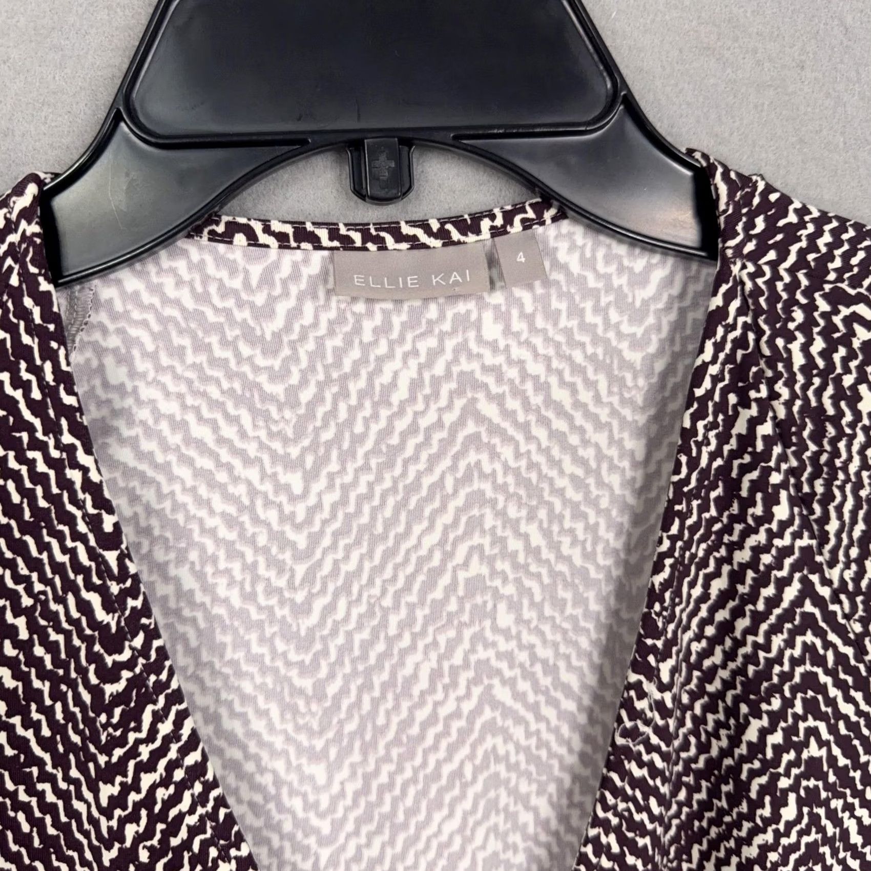 Vintage Ellie Kai Dress Womens 4 Purple White Wrap V-Neck Long Sleeve Print Geometric Dress Size S / US 4 / IT 40 - 4 Thumbnail