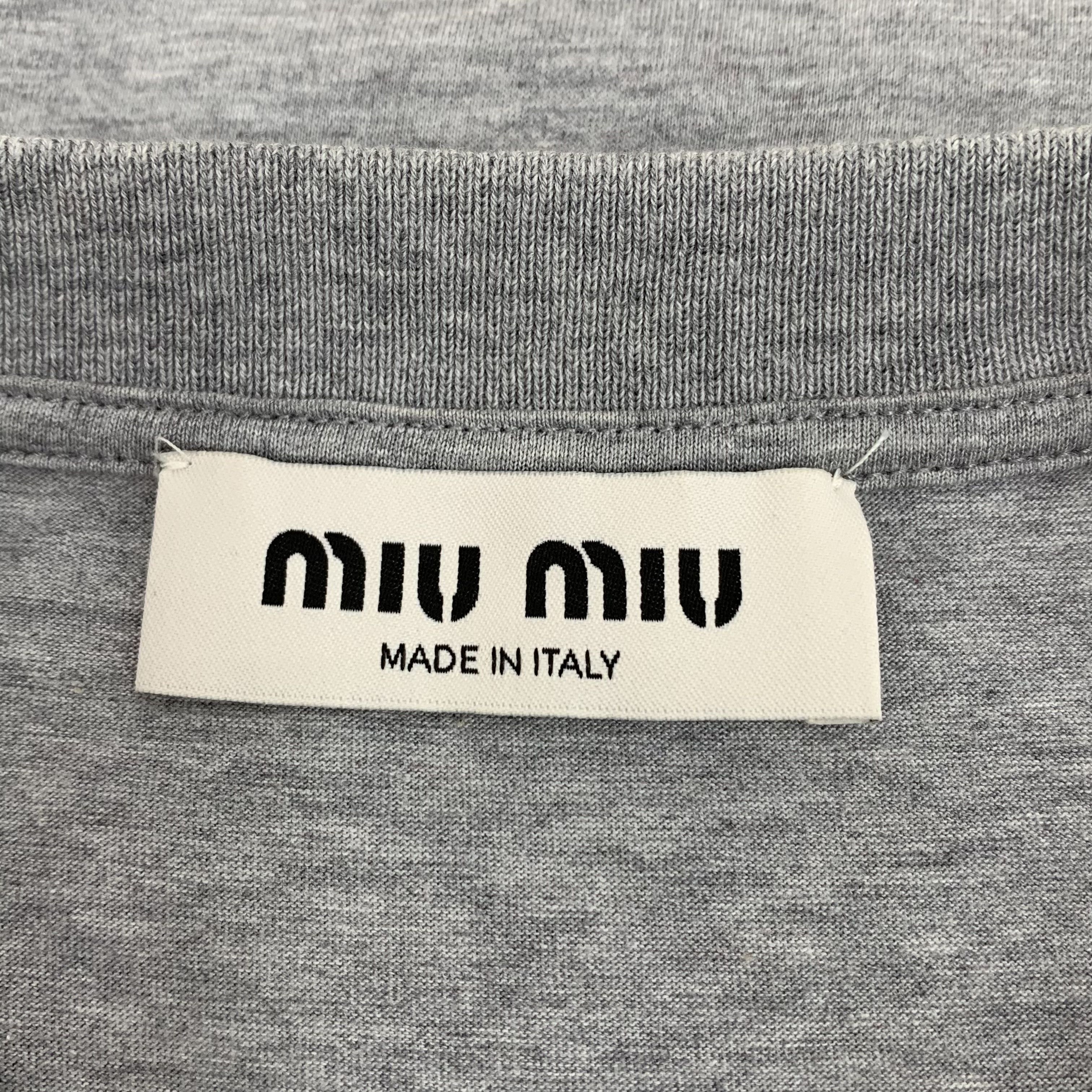 Miu Miu Miu Miu Logo Tee Grey (M) Size M / US 6-8 / IT 42-44 - 6 Thumbnail