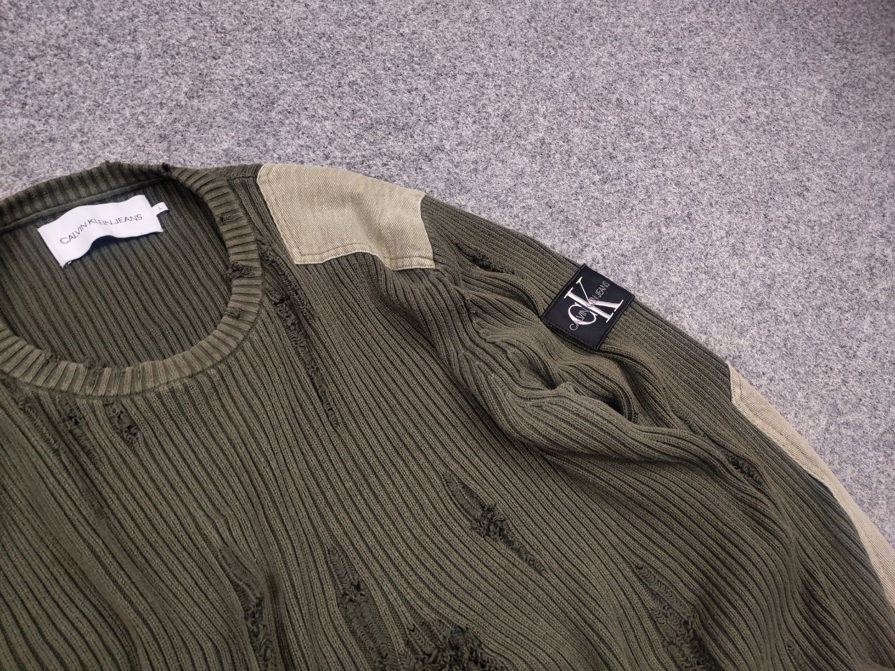 Calvin Klein 205W39NYC Calvin Klein Raf Simons Distressed Military Ribbed Sweater Size US L / EU 52-54 / 3 - 8 Thumbnail