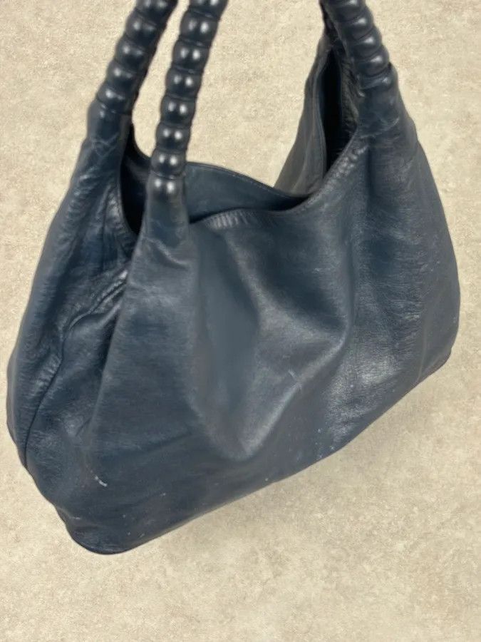 Jil Sander Jil Sander Navy Leather Hobo Bag with Wrapped Handle Size ONE SIZE - 8 Thumbnail