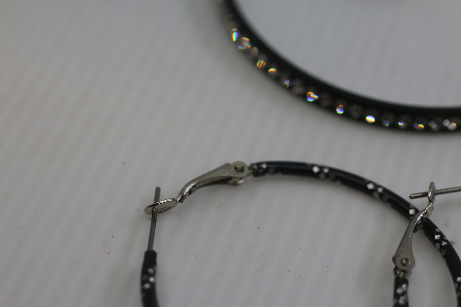 Unknown London Black Rhinestone Jewelry Set – Hoop Earrings, Bangle & Ring Size ONE SIZE - 3 Thumbnail