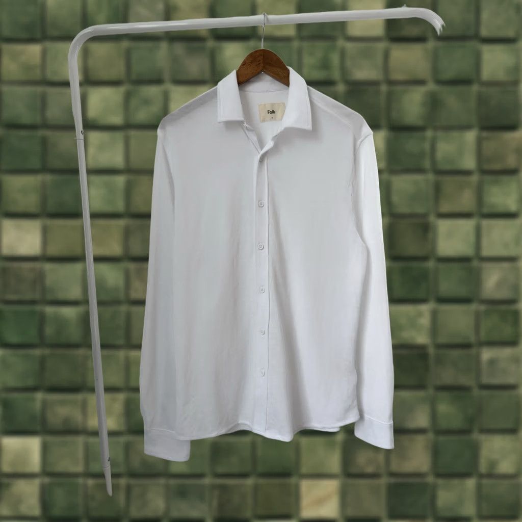 Folk VINTAGE Folk Button-Up Shirt L Men White Long Sleeve Casual Vintage 90s Classic Designer Streetwear Fourmal Y2K Luxary Italy Germany Pattern: Plaid Size US L / EU 52-54 / 3 - 1 Thumbnail