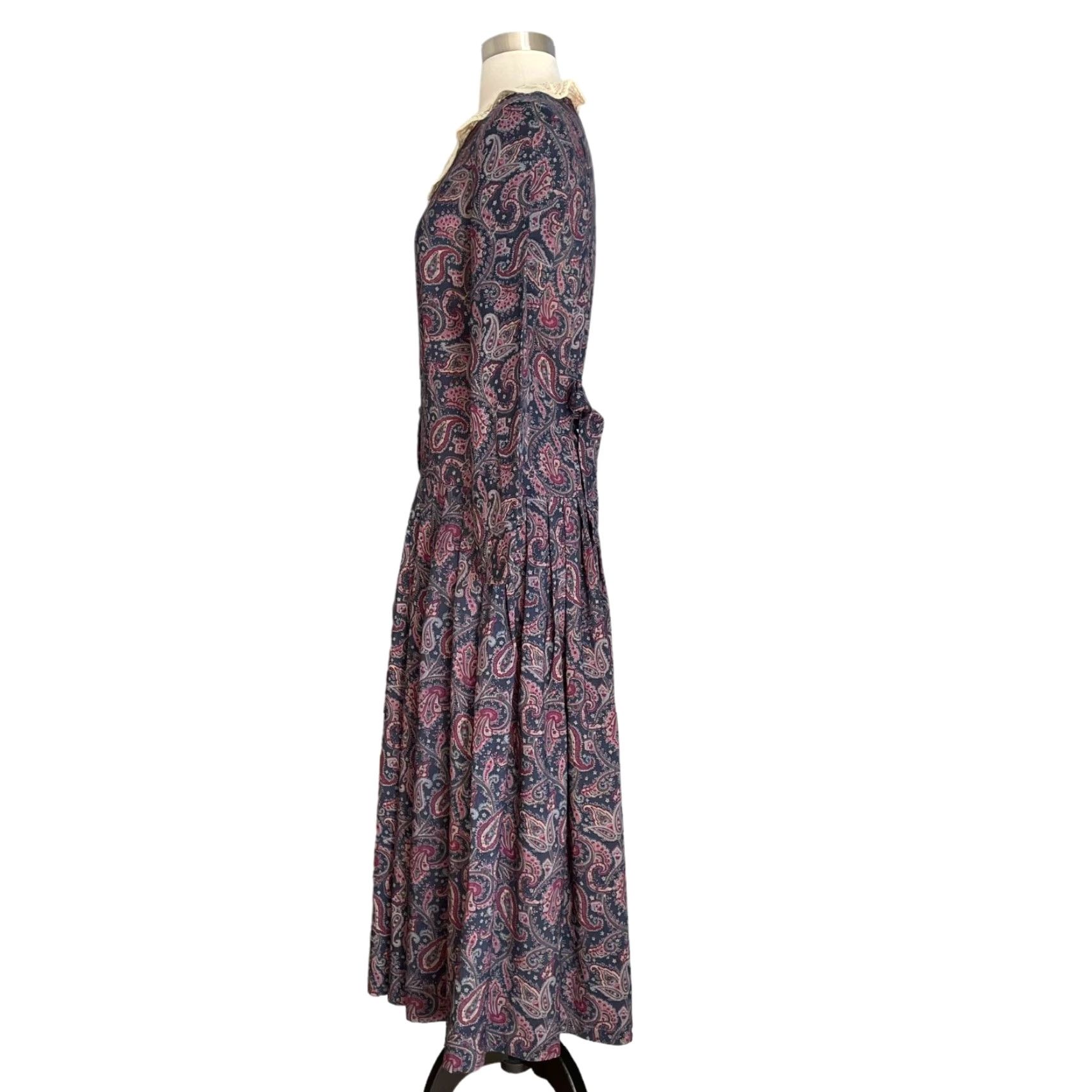 Laura Ashley VINTAGE Laura Ashley Paisley Midi Dress Prairie Cottagecore Victorian Sz S Dress (US 8) Womens Size S / US 4 / IT 40 - 4 Thumbnail
