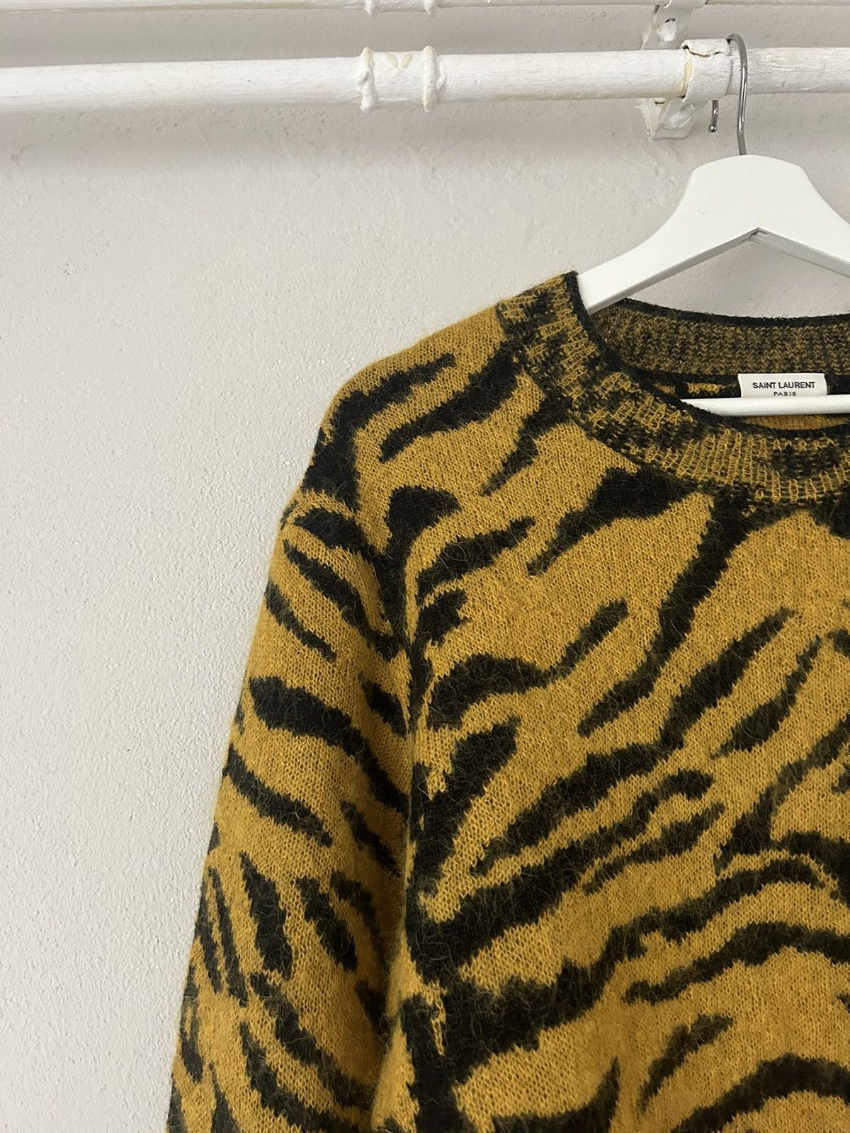 Saint Laurent Paris FW18 Tiger Mohair / Wool Sweater Size US XL / EU 56 / 4 - 6 Thumbnail