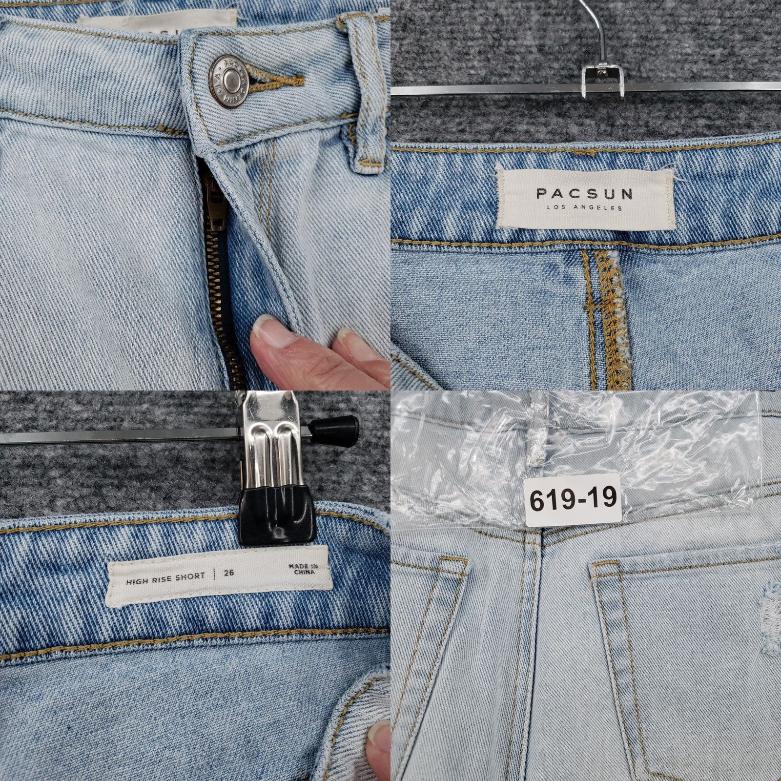 Pacsun PacSun Women Jean Shorts Blue 26 High Rise Hot Pants Light Wash Distressed Size 26" / US 2 / IT 38 - 8 Thumbnail