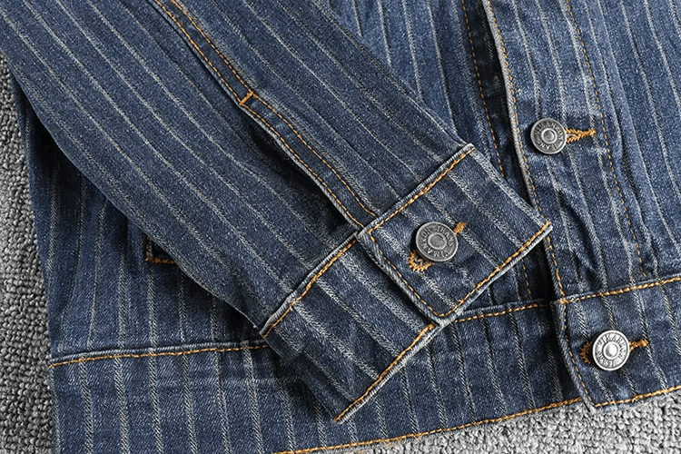 Other American Retro Striped Old Vintage Washed Denim Jacket Size US L / EU 52-54 / 3 - 6 Thumbnail