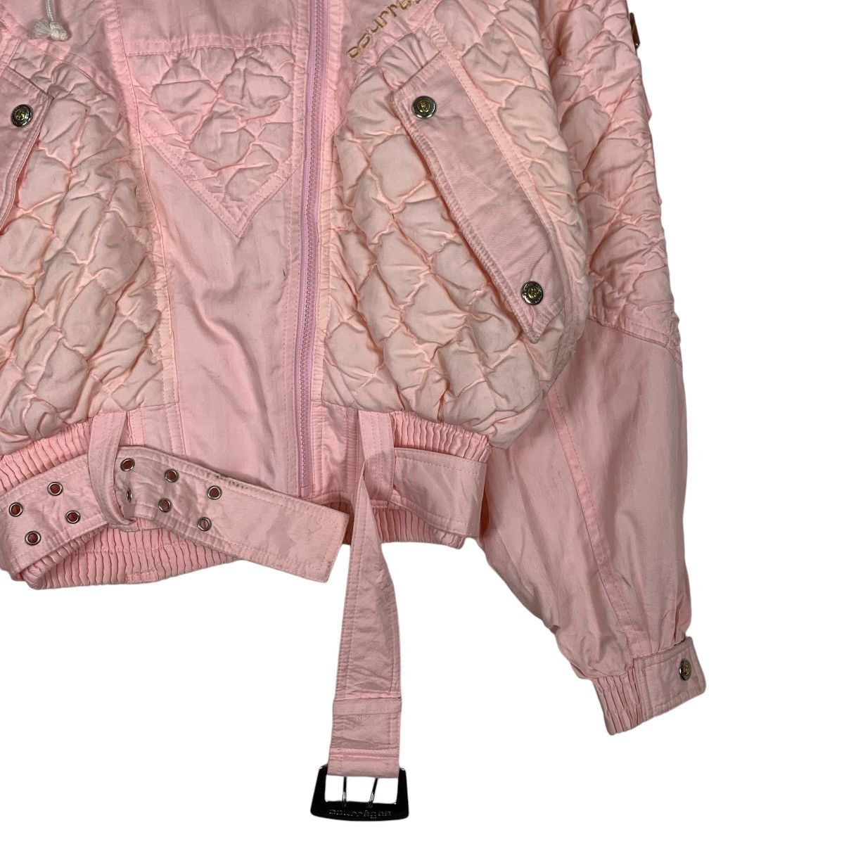Courreges COURREGES Fur Hoodie Pink Belted Crop Jacket #1230-C56 Size S / US 4 / IT 40 - 4 Thumbnail