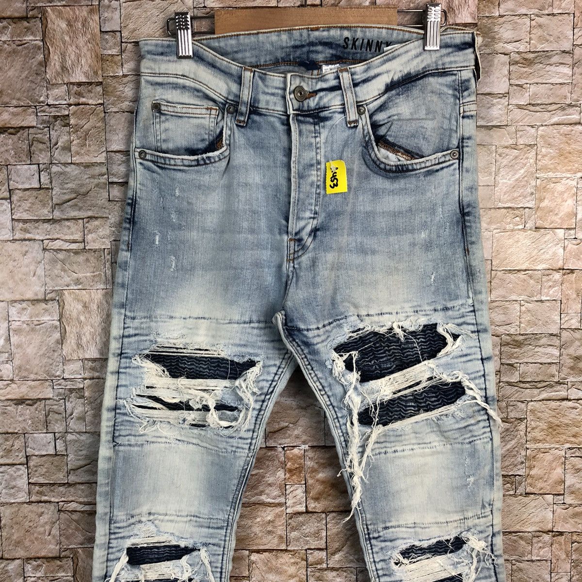 Vintage H&M Blue Distressed ripped Denim Pants #A453 Size US 32 / EU 48 - 5 Thumbnail