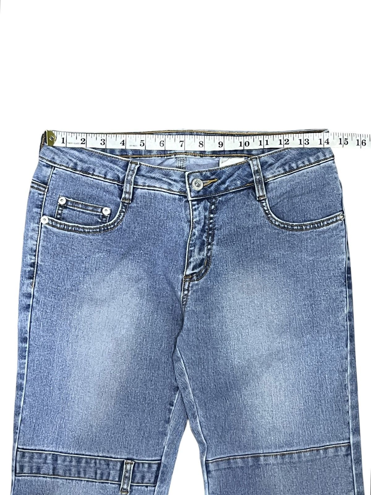 Know Wave Wave List Patchwork Stretch Flare Jeans (W28) Rare Designer Size 28" / US 6 / IT 42 - 7 Thumbnail