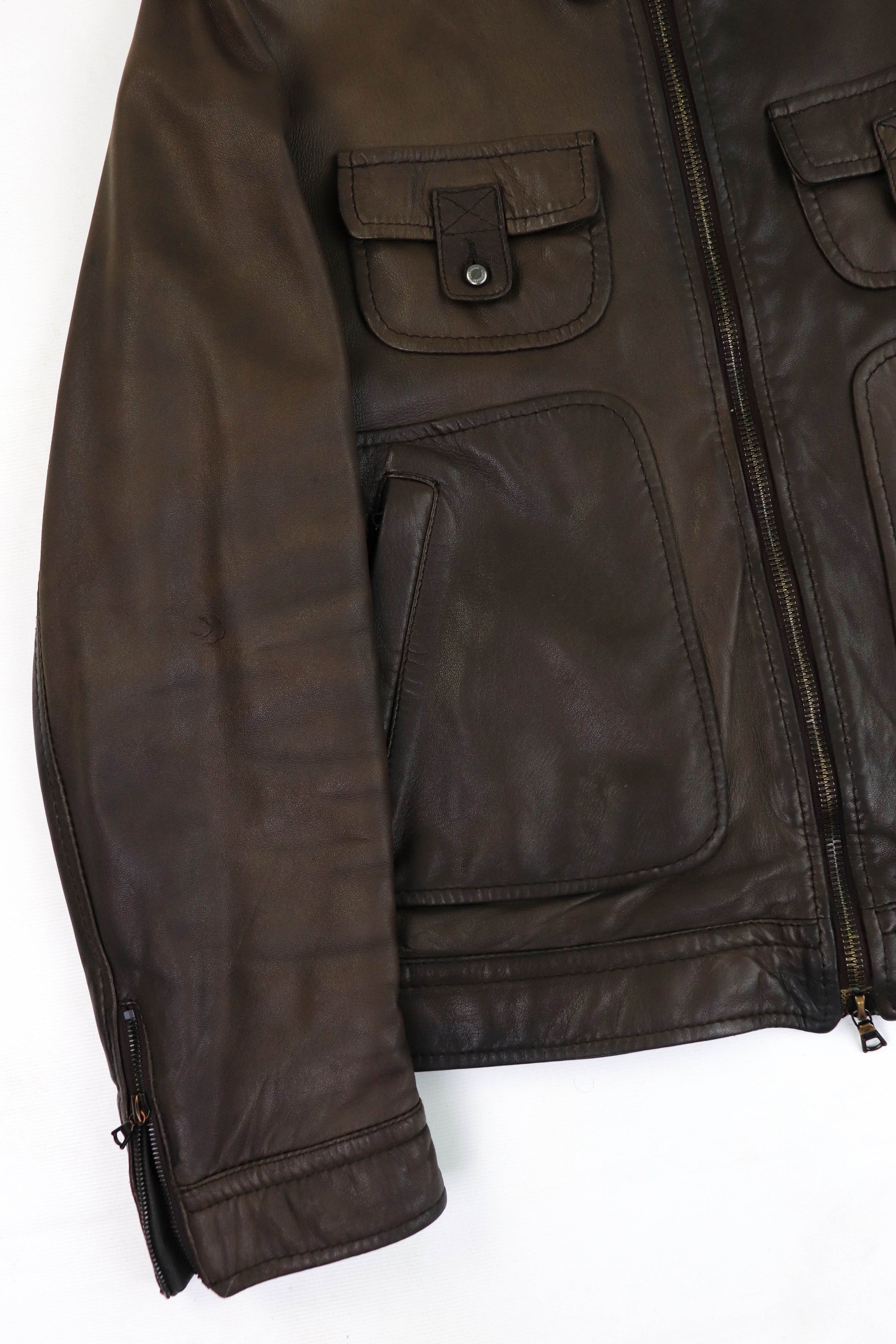 Cortigiani CORTIGIANI Faded Dark Brown RiRi Zippers Leather Jacket Size US M / EU 48-50 / 2 - 4 Thumbnail