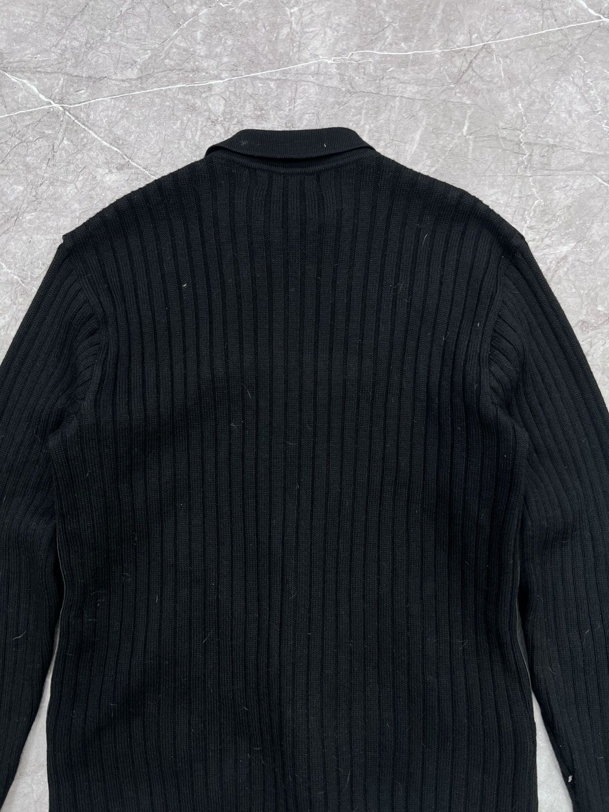 Designer × Le Grande Bleu (L.G.B.) × Vintage BLACK ZIP Y2K knited avant garde sweater COW LEATHER Size US L / EU 52-54 / 3 - 11 Thumbnail