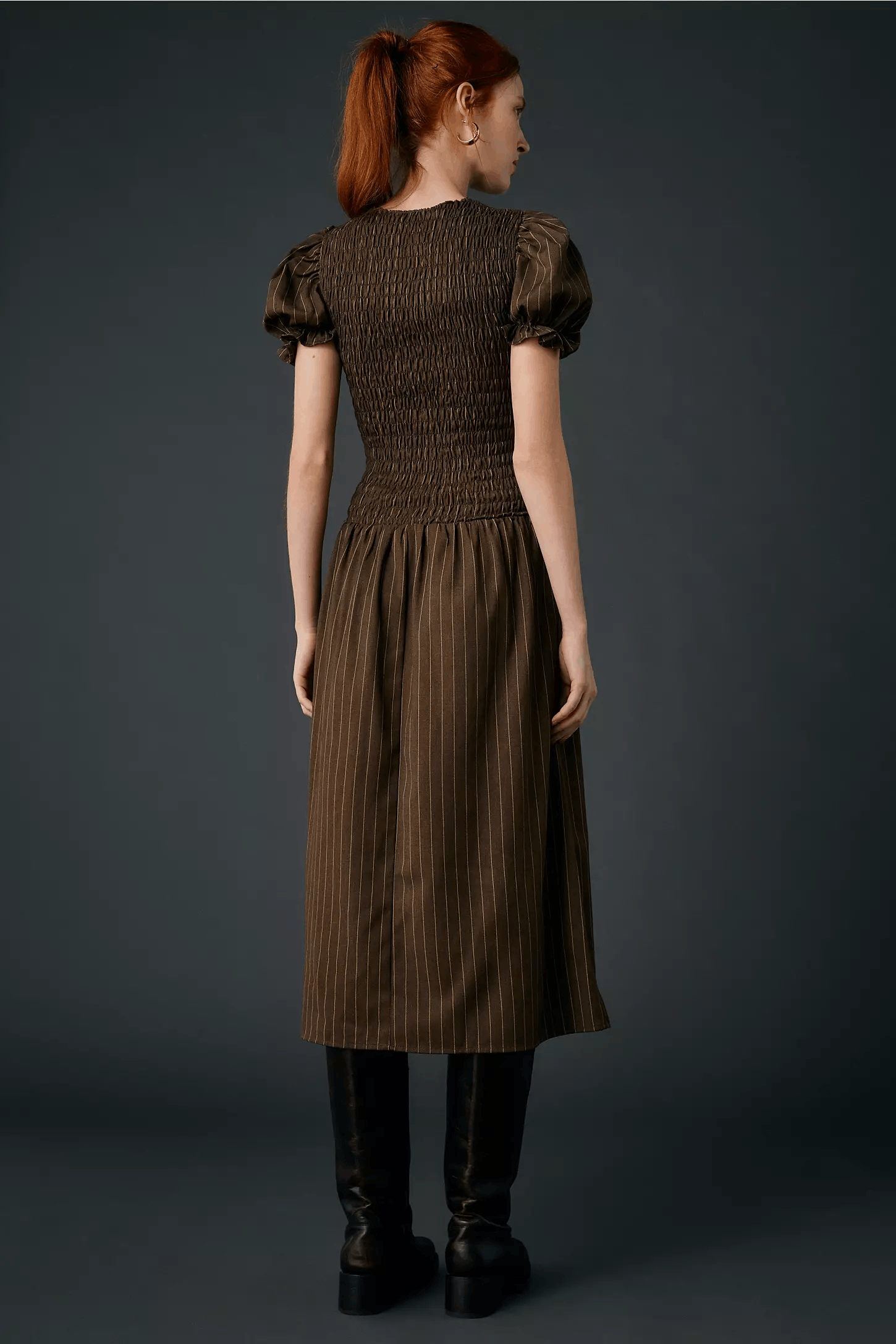 Other Daisy Street Brulée smocked midi dress chocolate espresso Size L / US 10 / IT 46 - 6 Thumbnail
