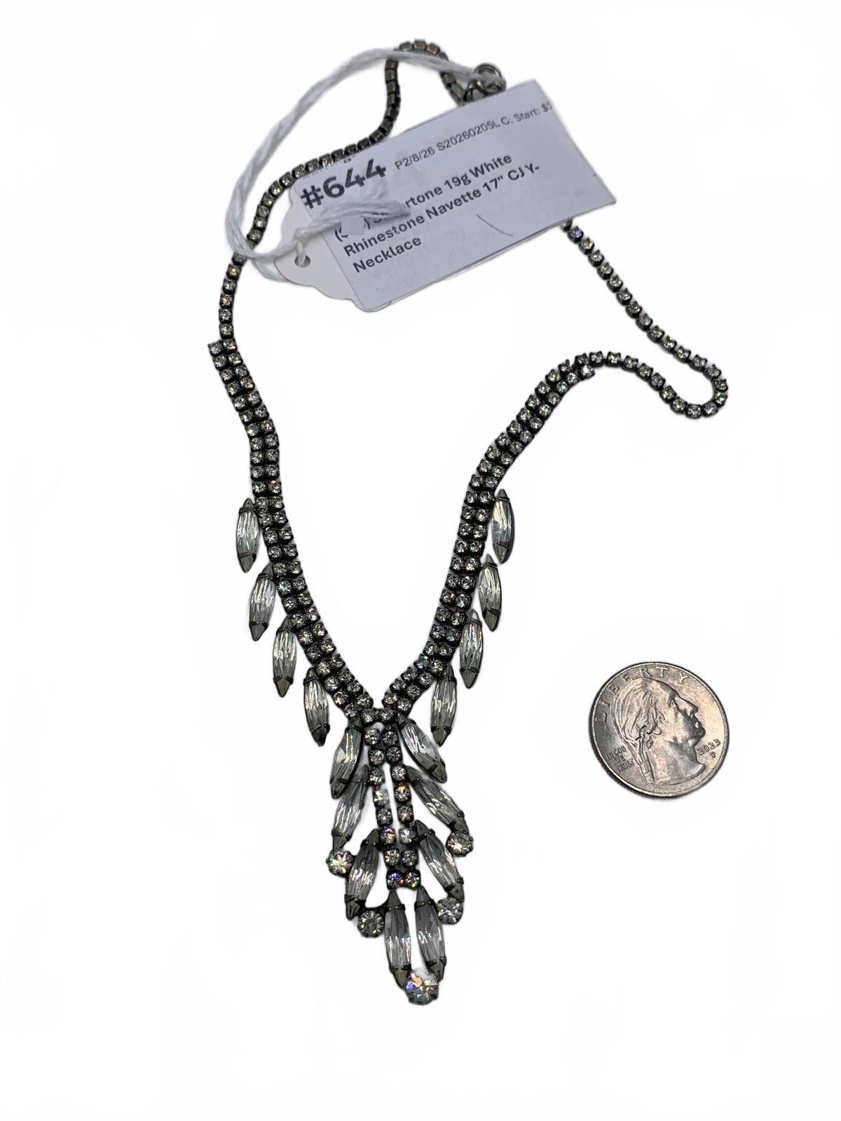 Other Silvertone 19g White Rhinestone Navette 17" Y- CJ Necklace Size ONE SIZE - 4 Thumbnail