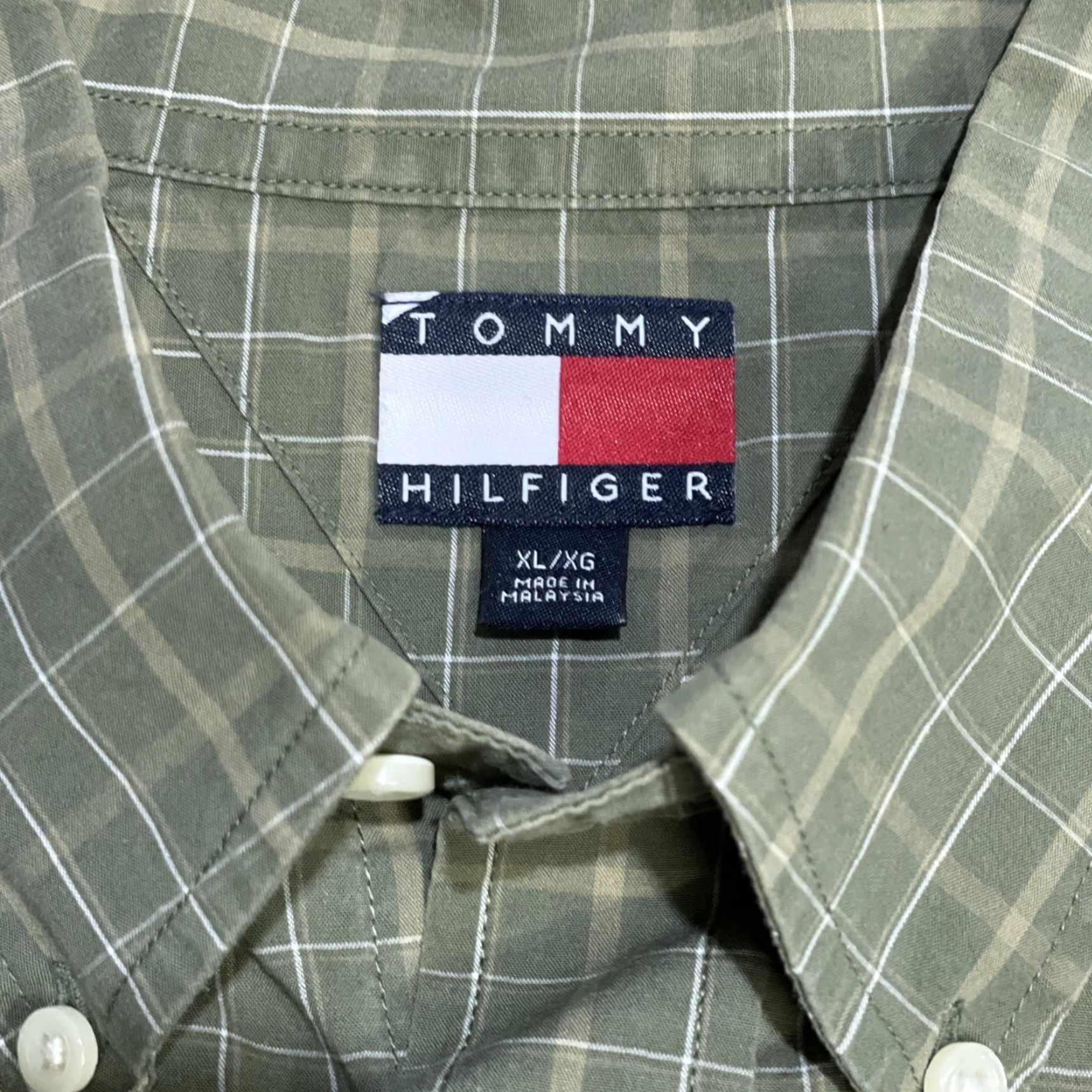 Tommy Hilfiger VINTAGE Tommy Hilfiger Button-Up Shirt XL Green White Plaid Long Sleeve Mens Size US XL / EU 56 / 4 - 2 Thumbnail