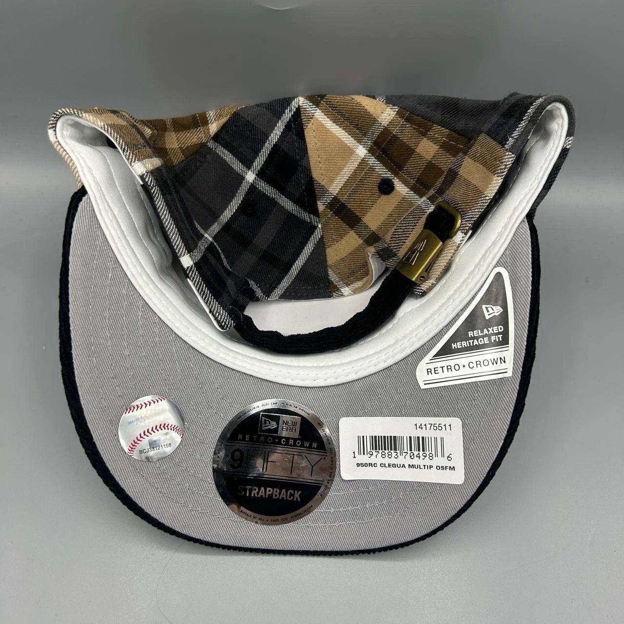 New Era Cleveland Indians Guardians Hat Men Plaid Corduroy StrapBack Size ONE SIZE - 8 Thumbnail