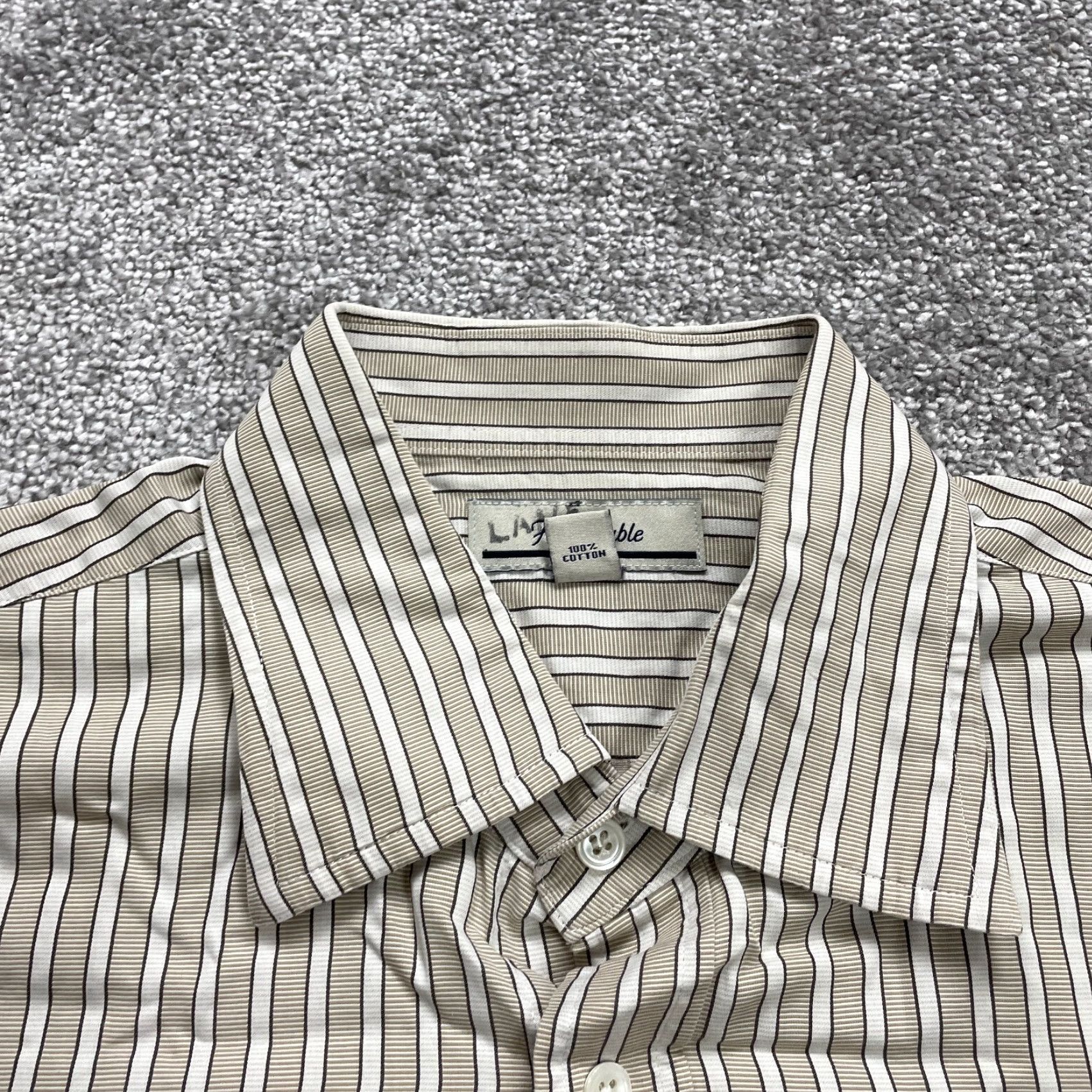 Faconnable Faconnable Dress Shirt Mens Large Brwon Striped Cotton Button Down Long Sleeve Size L / US 10 / IT 46 - 4 Thumbnail