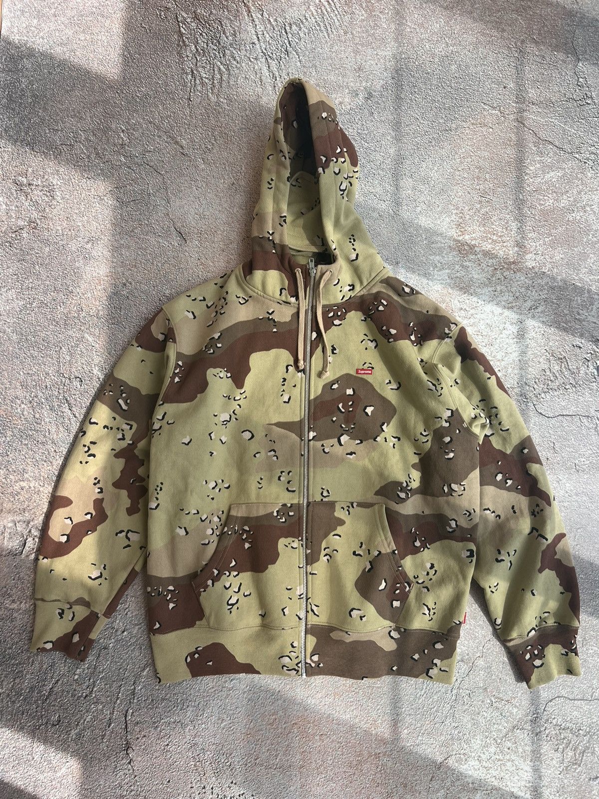 Pre-owned Supreme Camo Face Mask Zip Hoodie In Brown Camo