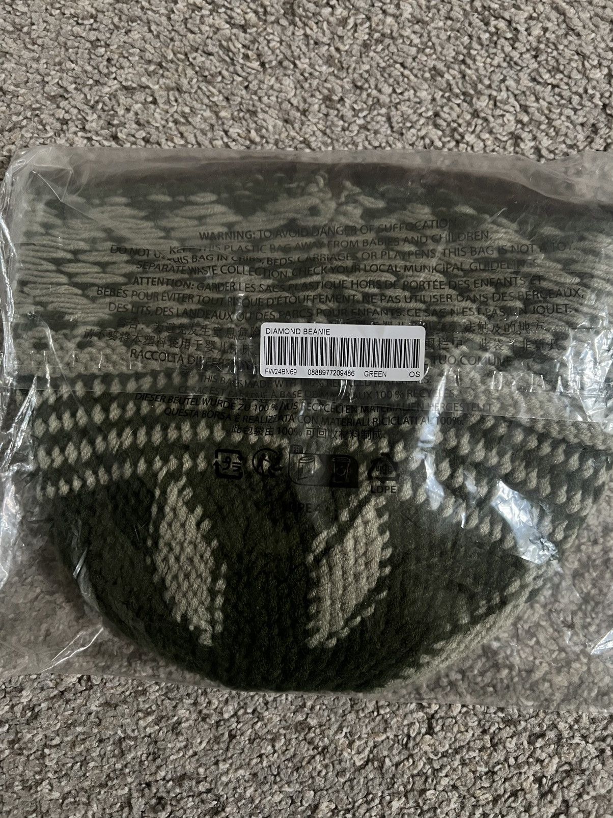 Supreme Supreme Fw24 Diamond Beanie Green Size ONE SIZE - 3 Thumbnail