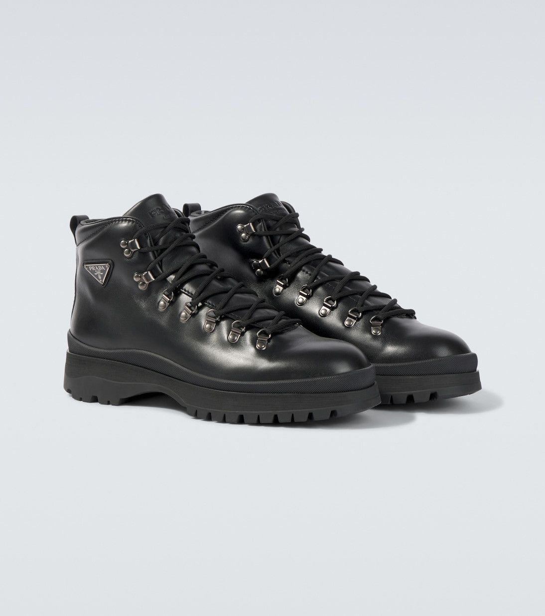 Prada Black Leather Men’s Lace Up Boots size 8 Men main image 4