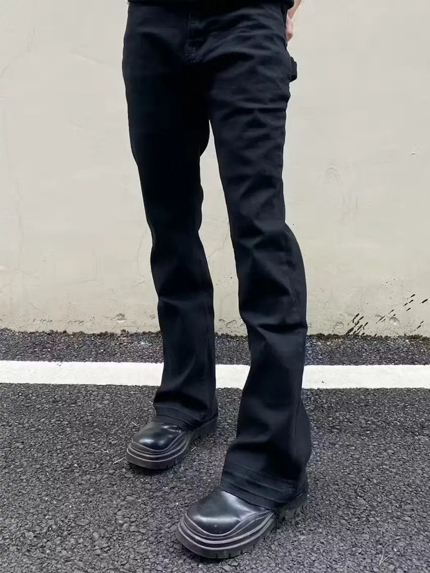 Designer × Japanese Brand Black punk utility carpenter flared jeans Size US 33 - 1 Thumbnail