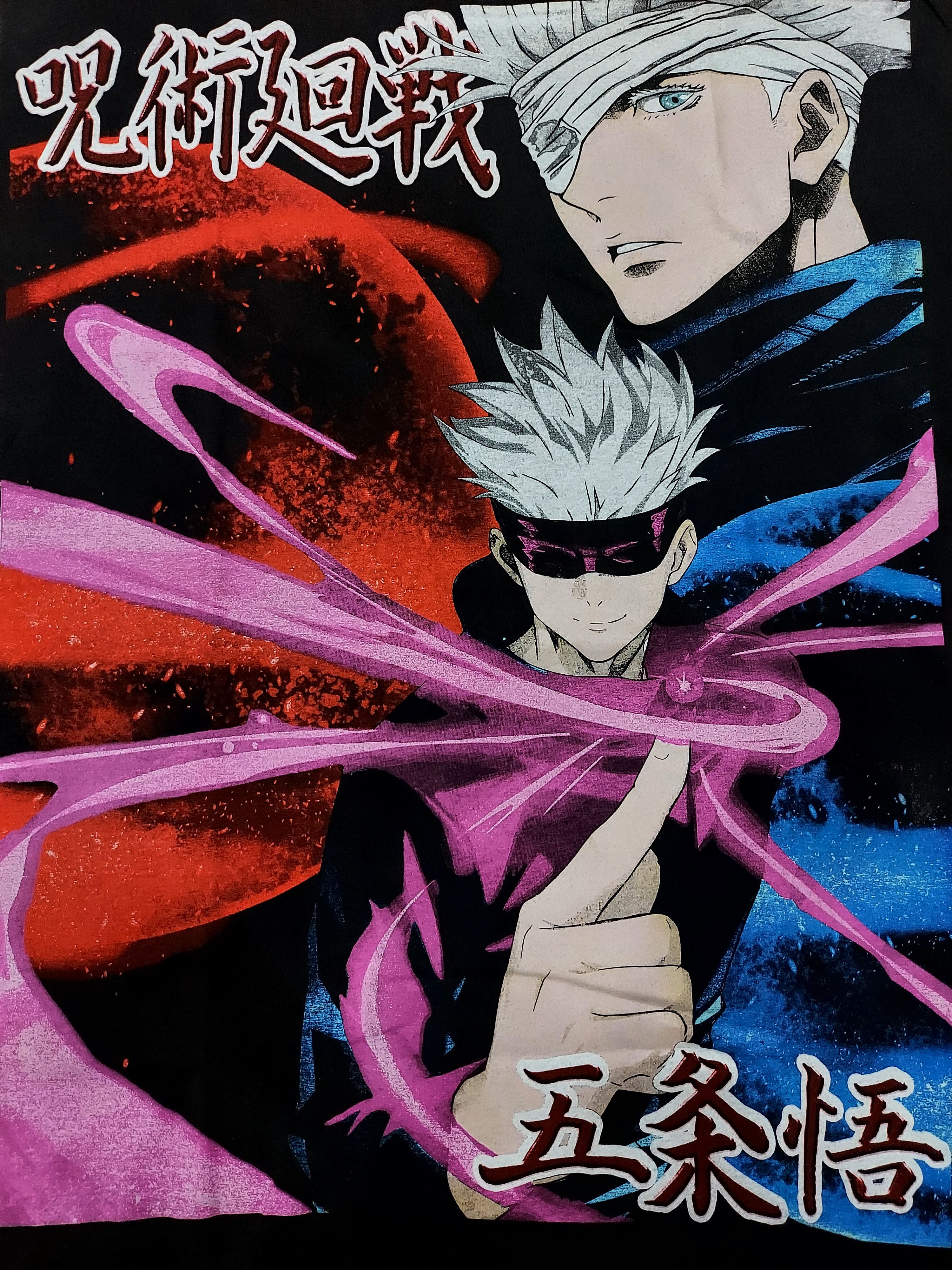 image of Anima x Movie Jujutsu Kaisen Gojo Satoru T Shirt in Faded Black, Men's (Size XL)