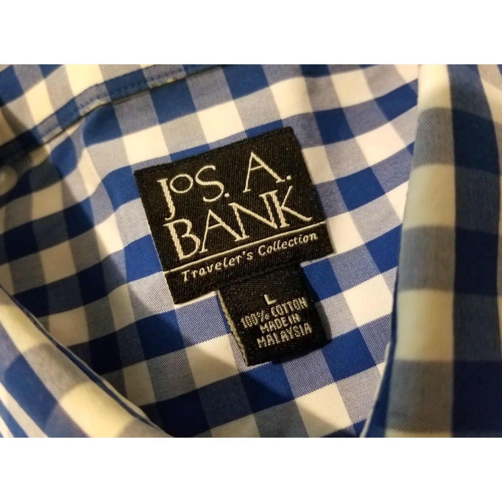 Jos. A. Bank Jos. A. Bank Dress Shirt L Large Blue Button Cotton Mens Size 42R - 3 Thumbnail