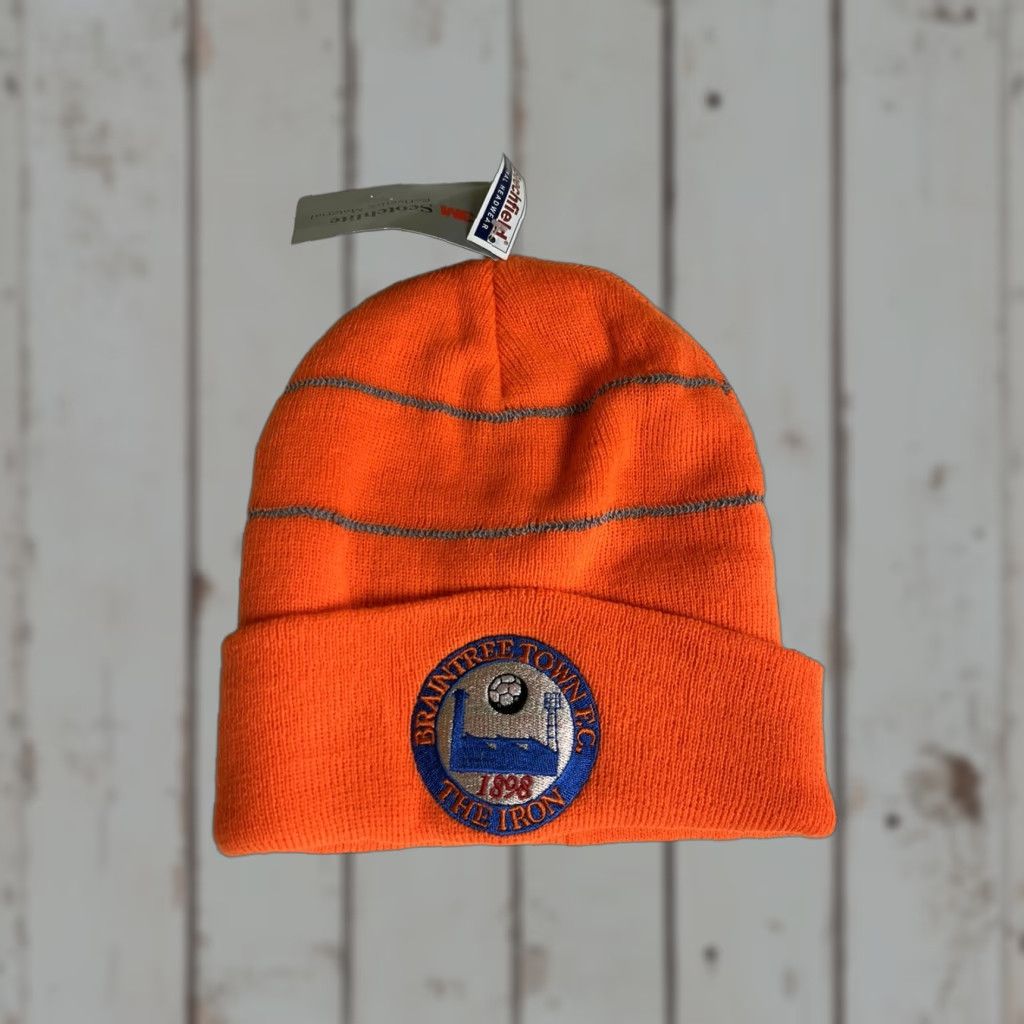 Vintage New Braintree Town F.C. Dootball Soccer Orange Beanie Hat Scotchlite Essex UK Unisex Adults One Size Orange Beanie Hats Mens Womens Girls Boys Size ONE SIZE - 1 Thumbnail