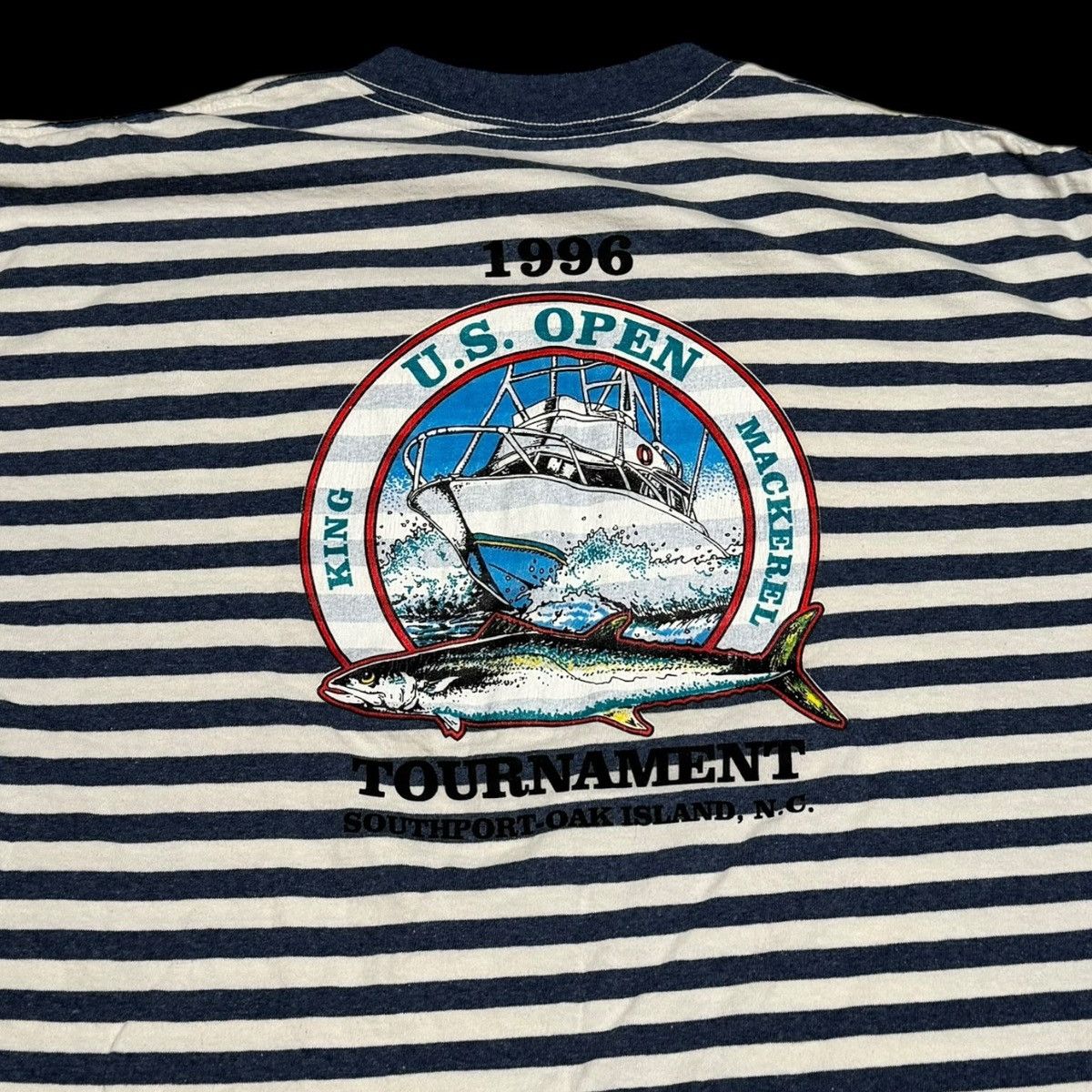 Vintage 1996 US Open King Mackerel Tournament Striped Shirt XL FLAWS Size US XL / EU 56 / 4 - 2 Thumbnail