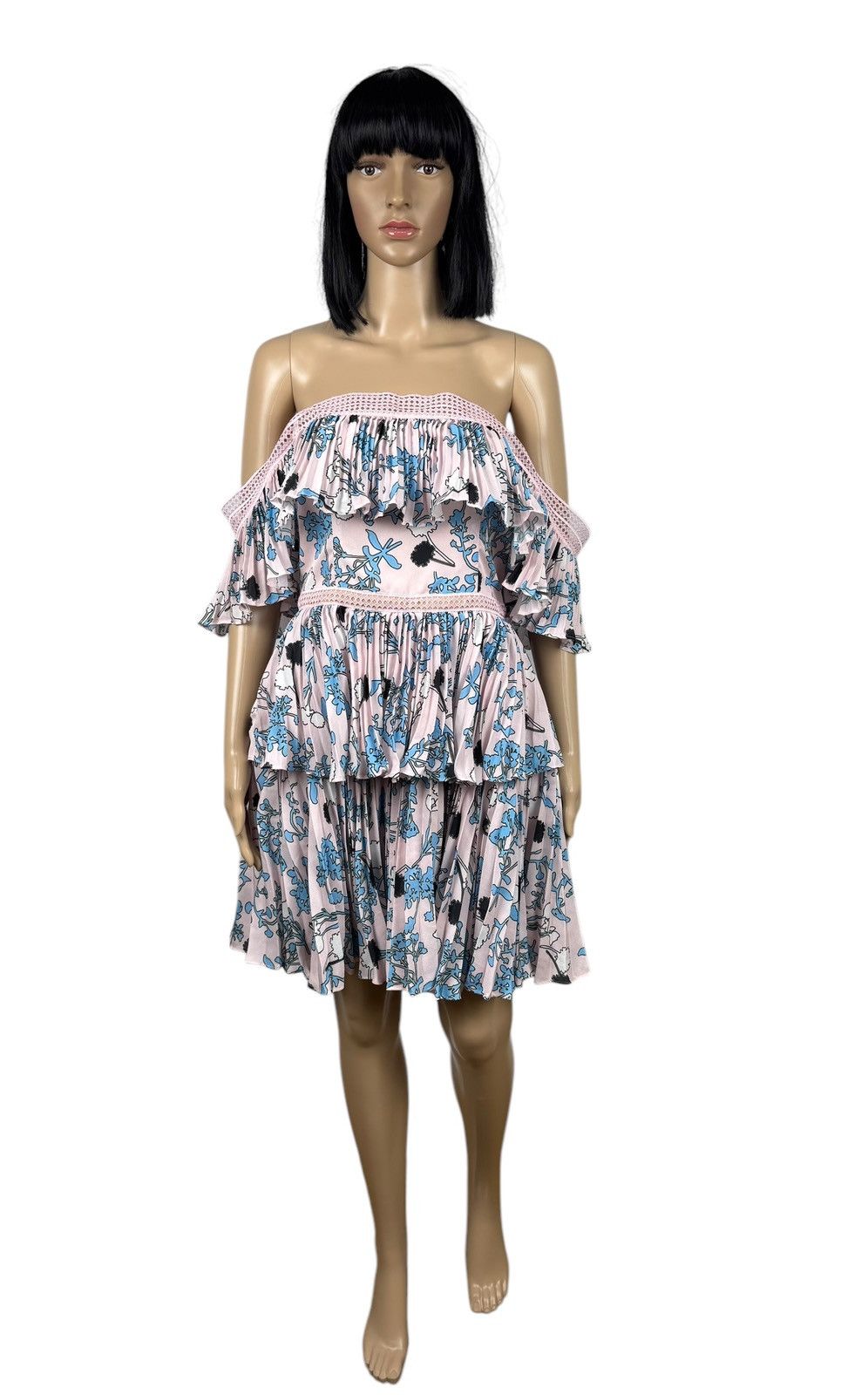 Self-Portrait Self-Portrait Pleated Off-the-Shoulder Floral Mini Dress Size M / US 6-8 / IT 42-44 - 10 Thumbnail