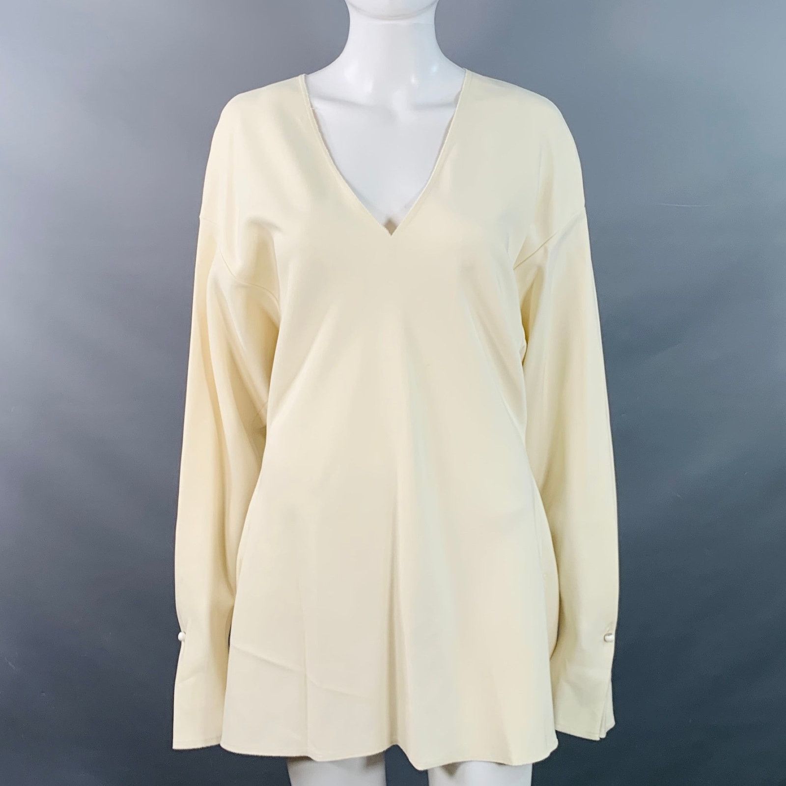 Marni MARNI Size M Beige Viscose Blend Long Sleeve V-Neck Blouse Size M / US 6-8 / IT 42-44 - 2 Thumbnail