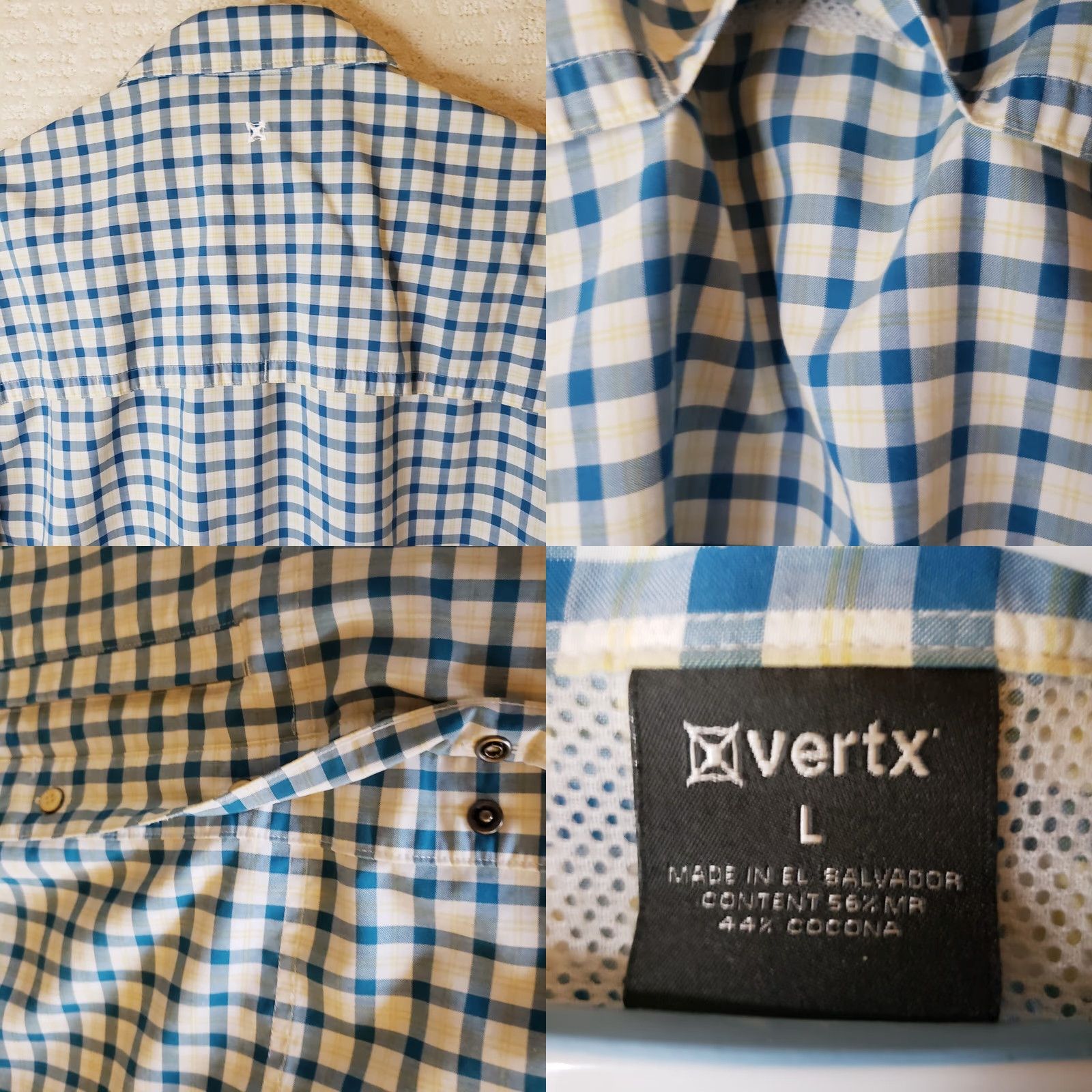 Vintage Vertx Shirt Mens Medium Blue Check Short Sleeve Conceal Carry Spring Summer Fall Casual Workwear Modern Outdoor Shirt Size US M / EU 48-50 / 2 - 8 Thumbnail