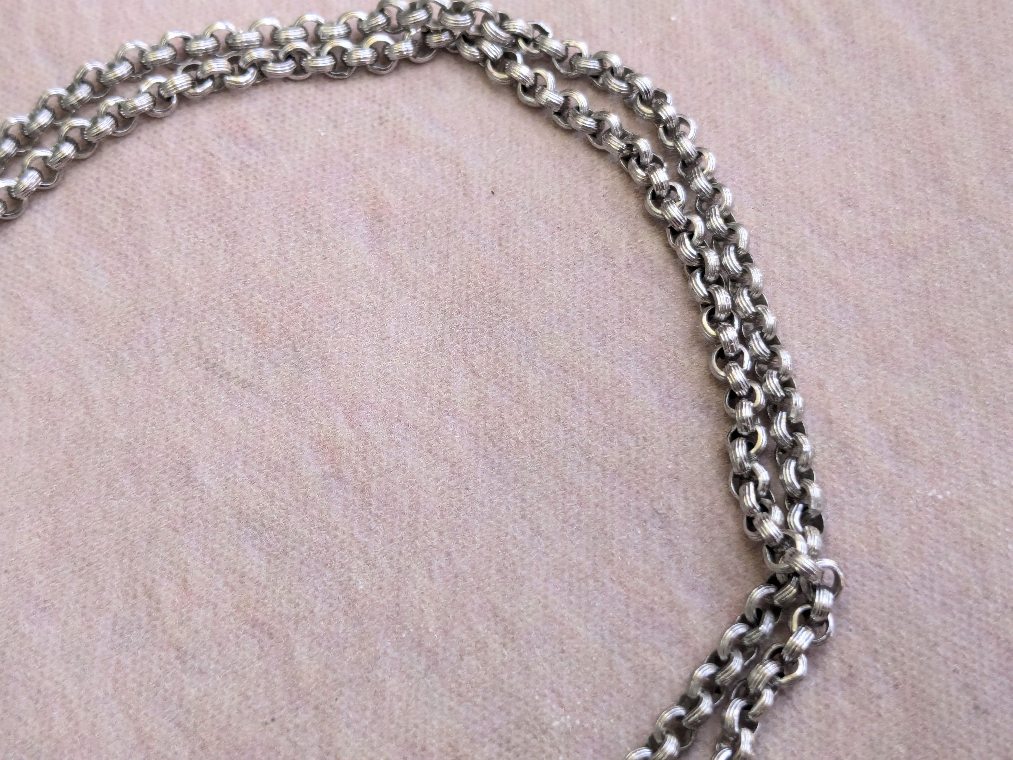 Jewelry × Vintage Silver Choker Necklace 21.5" Round Chain Size ONE SIZE - 3 Thumbnail