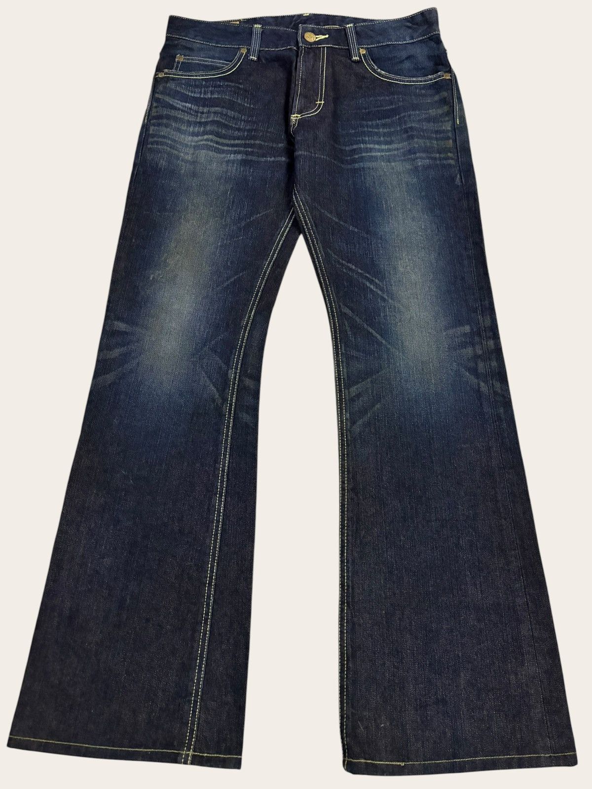 Tornado Mart Rare Lee Sanforized Gold Tag Faded Flared Jeans Size US 33 - 2 Thumbnail