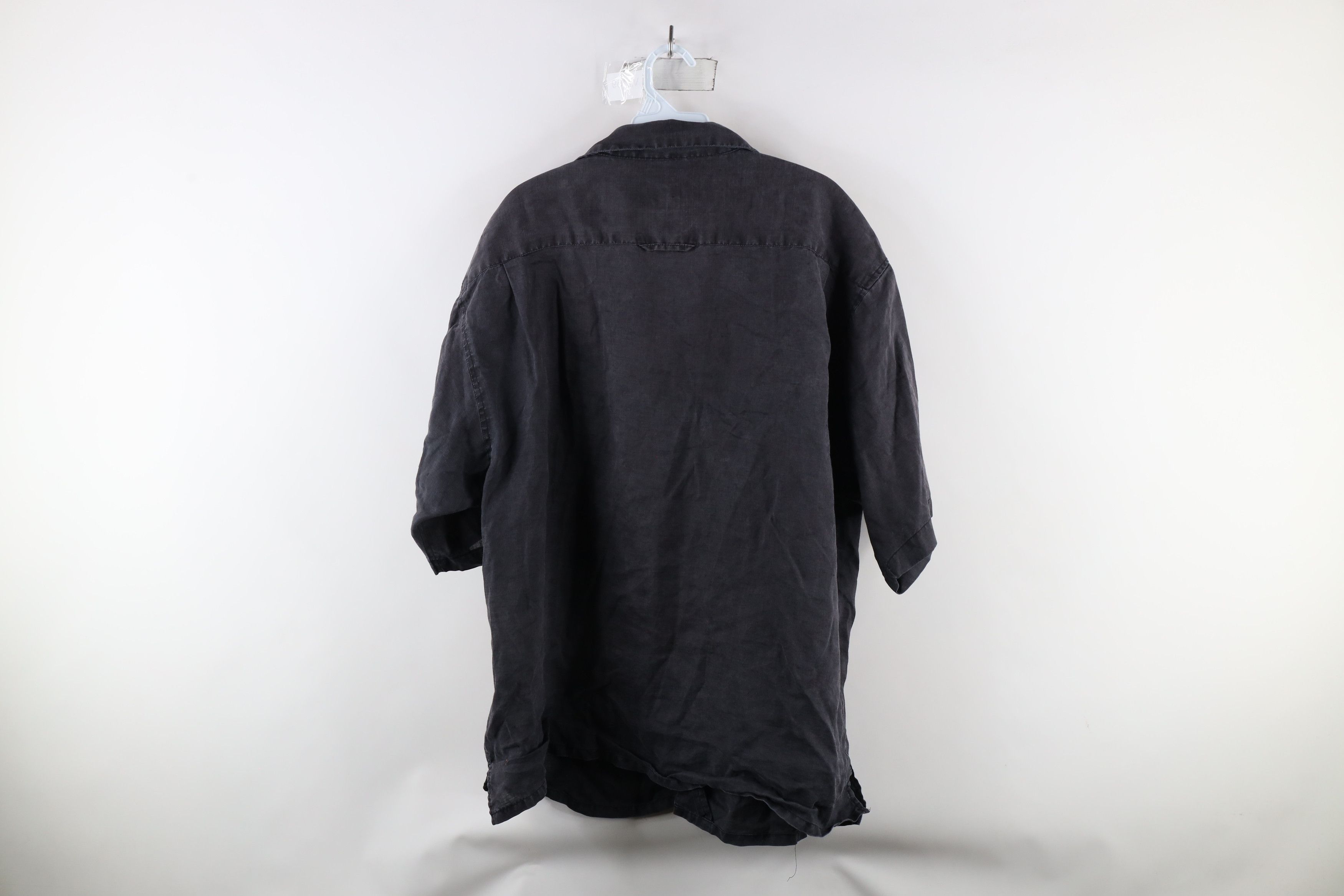 Vintage Vintage 90s Streetwear Looped Collar Button Shirt Black Size US XXL / EU 58 / 5 - 14 Thumbnail