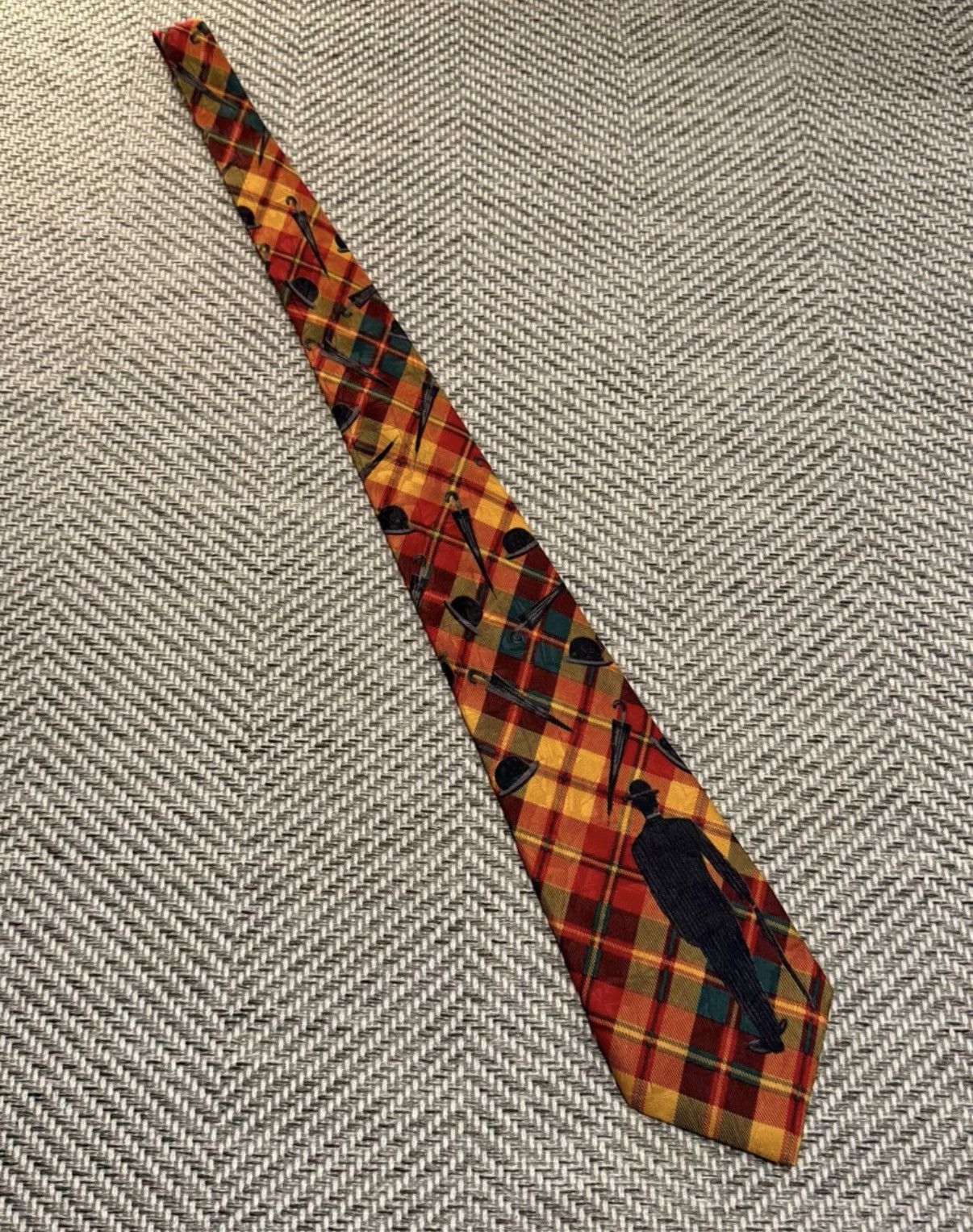 Jean Paul Gaultier Jean Paul Gaultier Plaid Figure & Umbrella Handle Tie K24 Size ONE SIZE - 4 Thumbnail
